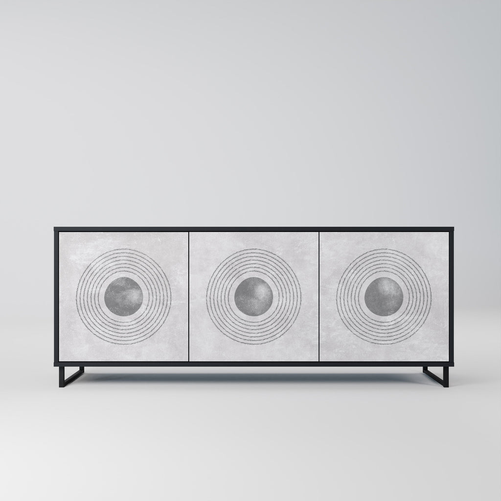 Buffet 3 portes SOLID CIRCLES finition noire