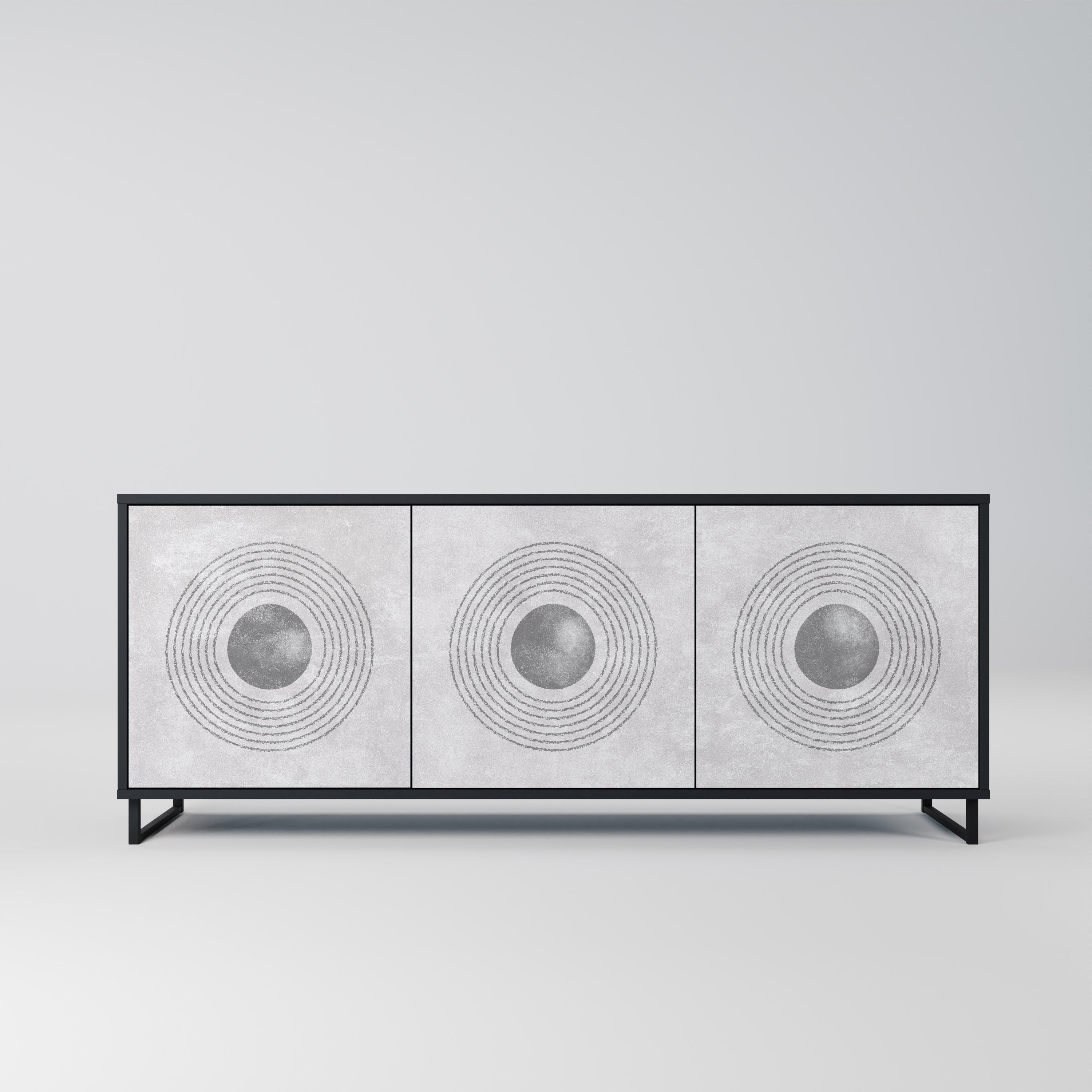 Buffet 3 portes SOLID CIRCLES finition noire