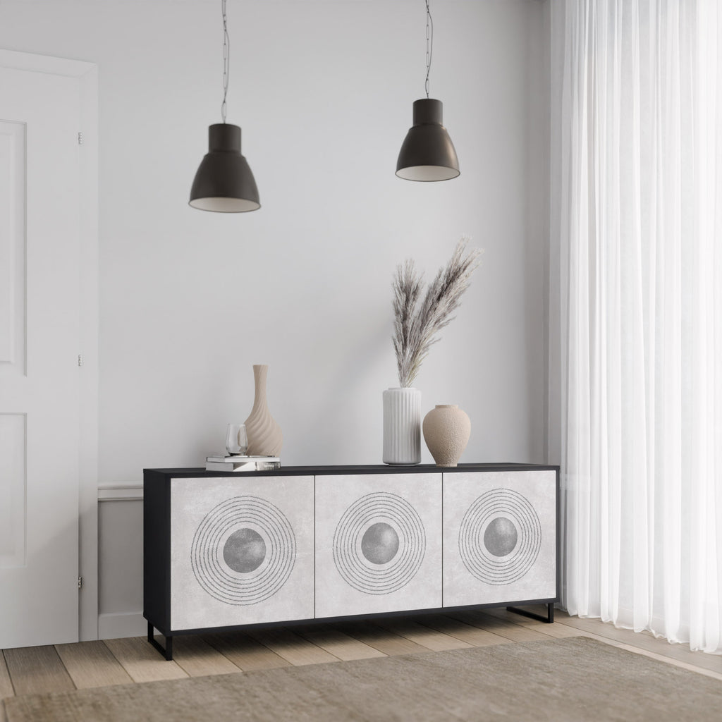 Buffet 3 portes SOLID CIRCLES finition noire