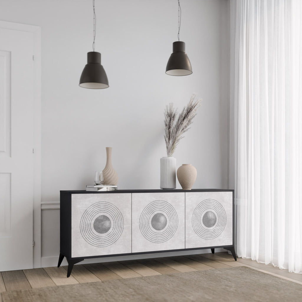 Buffet 3 portes SOLID CIRCLES finition noire
