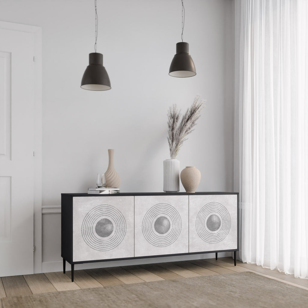 Buffet 3 portes SOLID CIRCLES finition noire