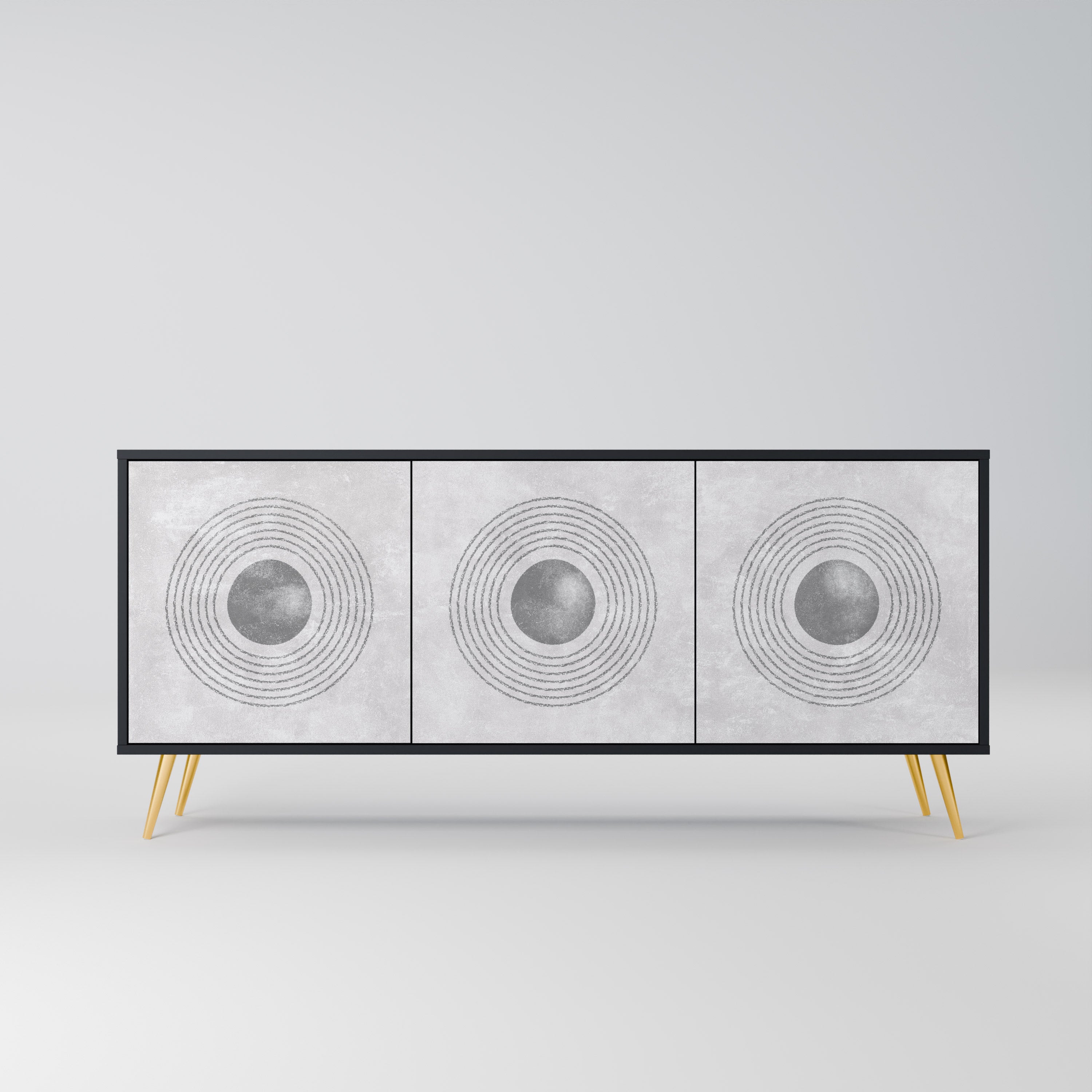 Buffet 3 portes SOLID CIRCLES finition noire