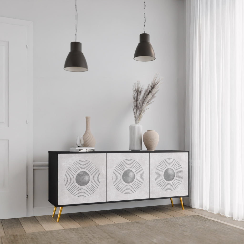 Buffet 3 portes SOLID CIRCLES finition noire