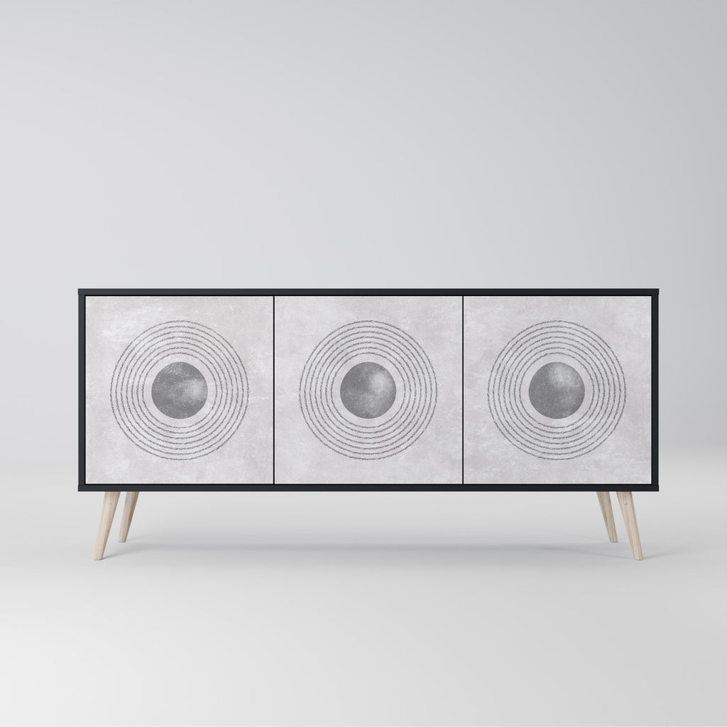 Buffet 3 portes SOLID CIRCLES finition noire
