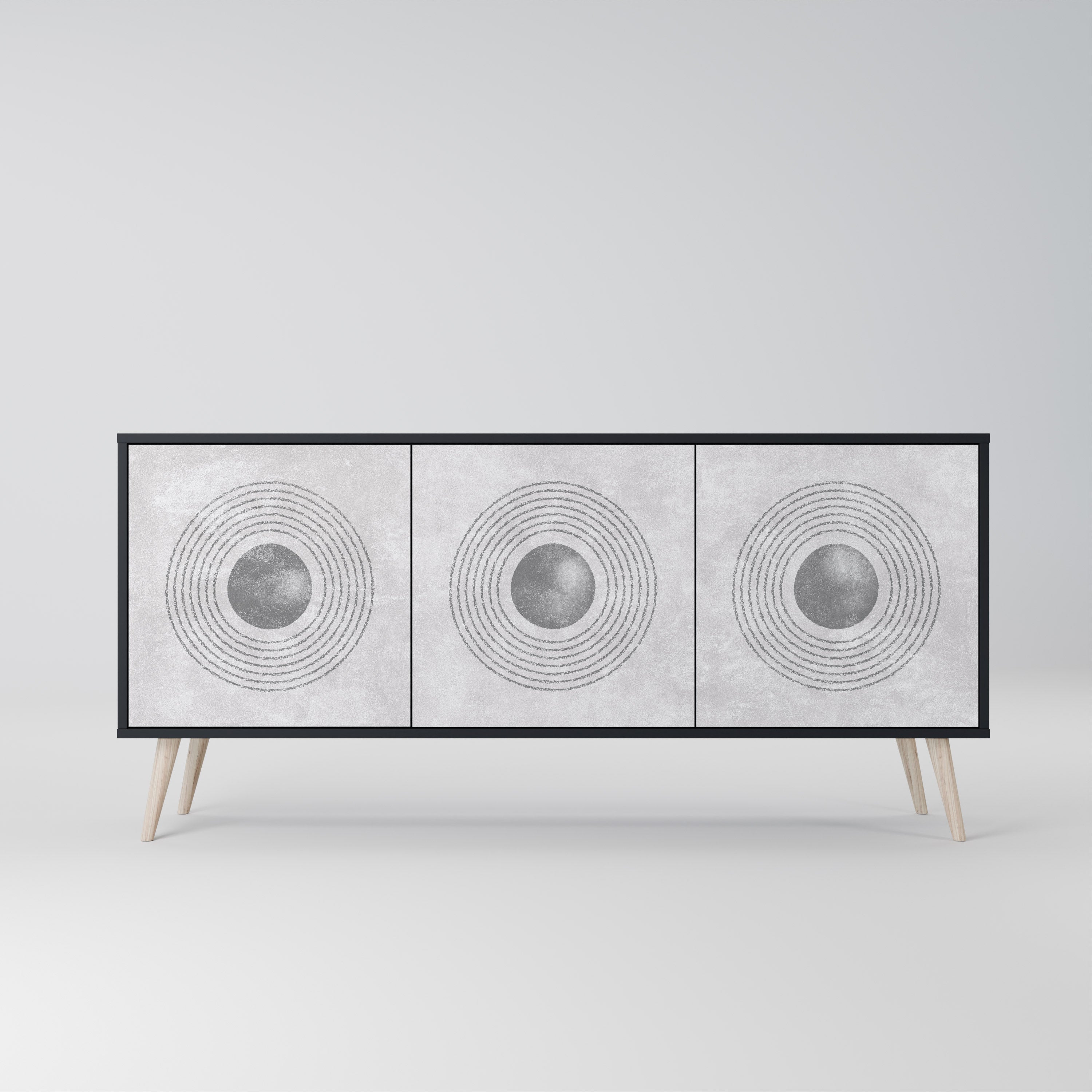Buffet 3 portes SOLID CIRCLES finition noire