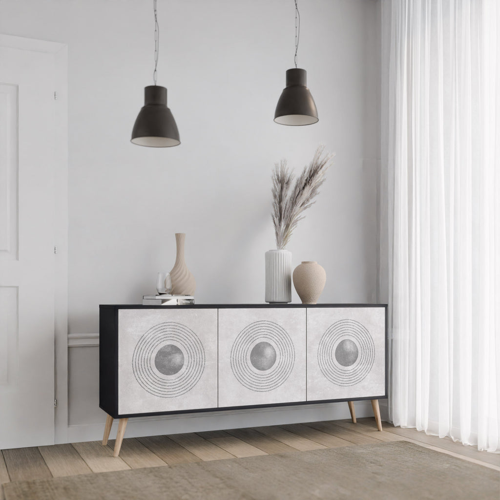 Buffet 3 portes SOLID CIRCLES finition noire