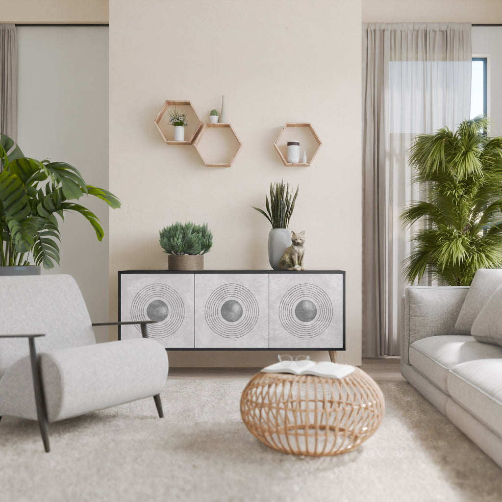 Buffet 3 portes SOLID CIRCLES finition noire