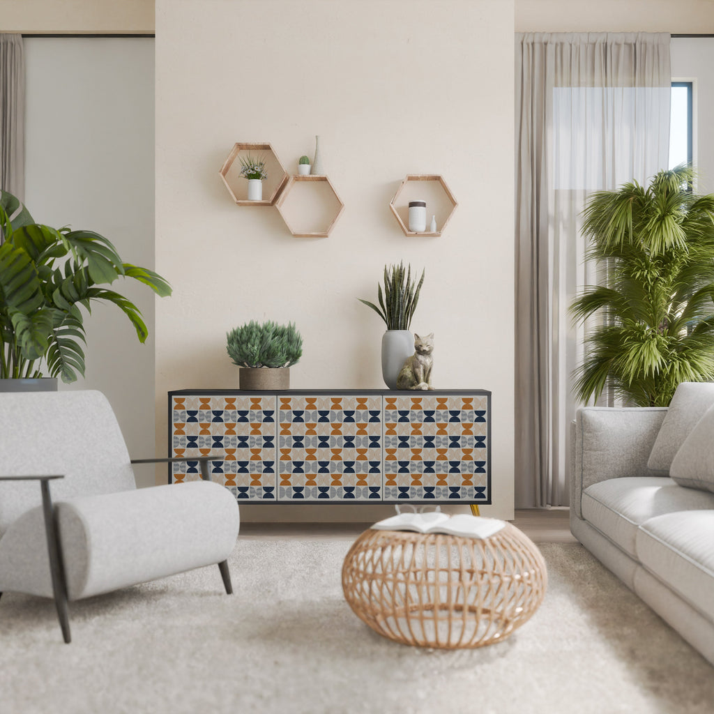 Buffet 3 portes de la gamme REFLECTION, finition noire