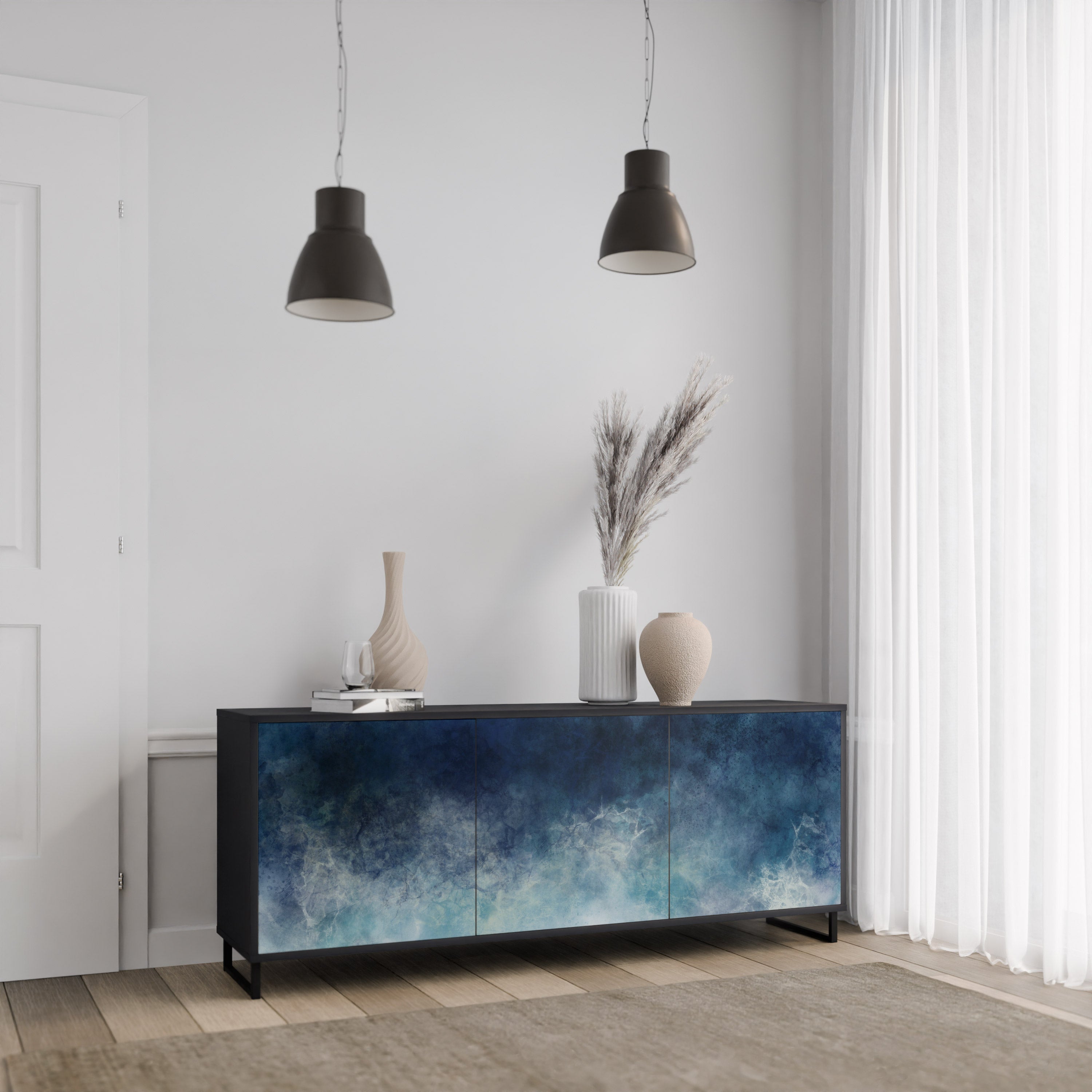 Buffet 3 portes CELESTIAL FALL en finition noire