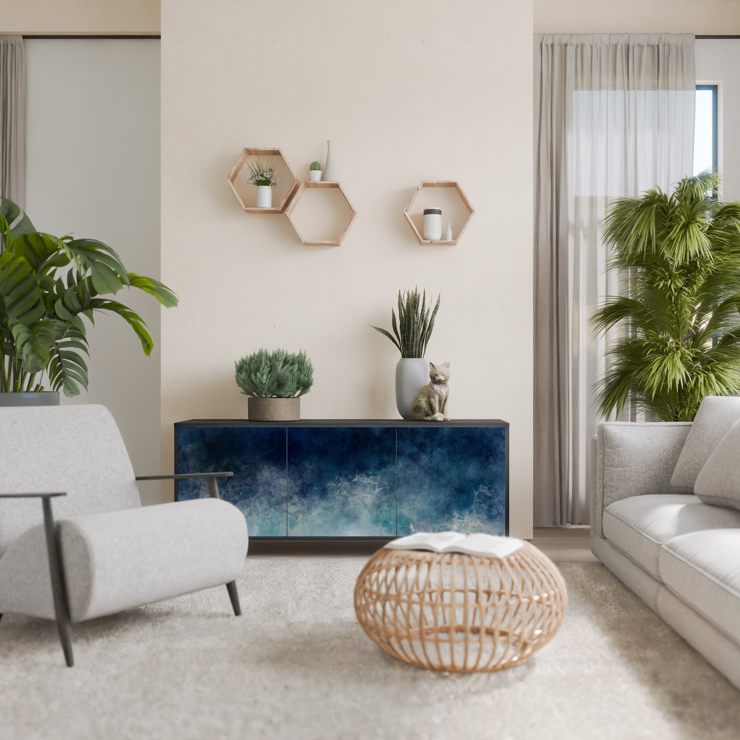 Buffet 3 portes CELESTIAL FALL en finition noire