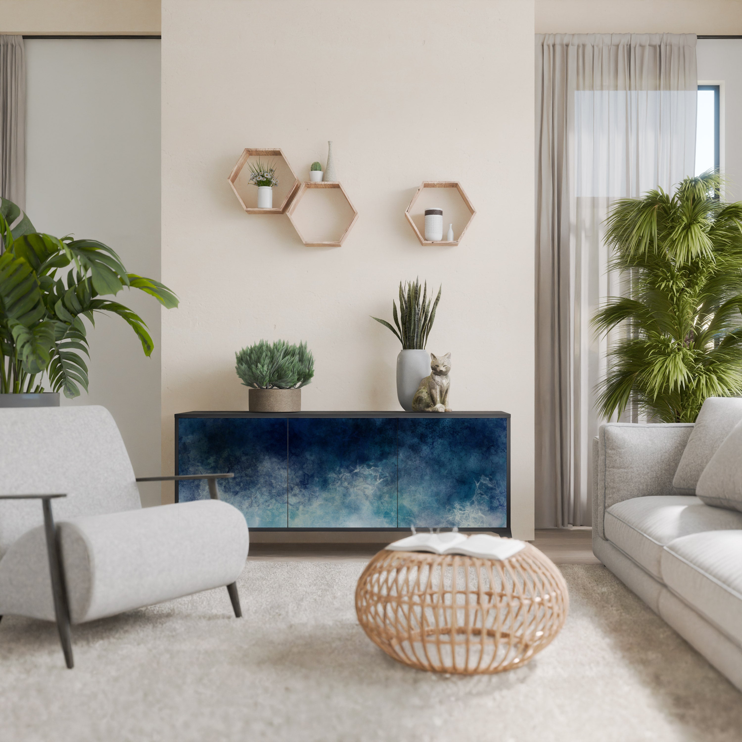 Buffet 3 portes CELESTIAL FALL en finition noire