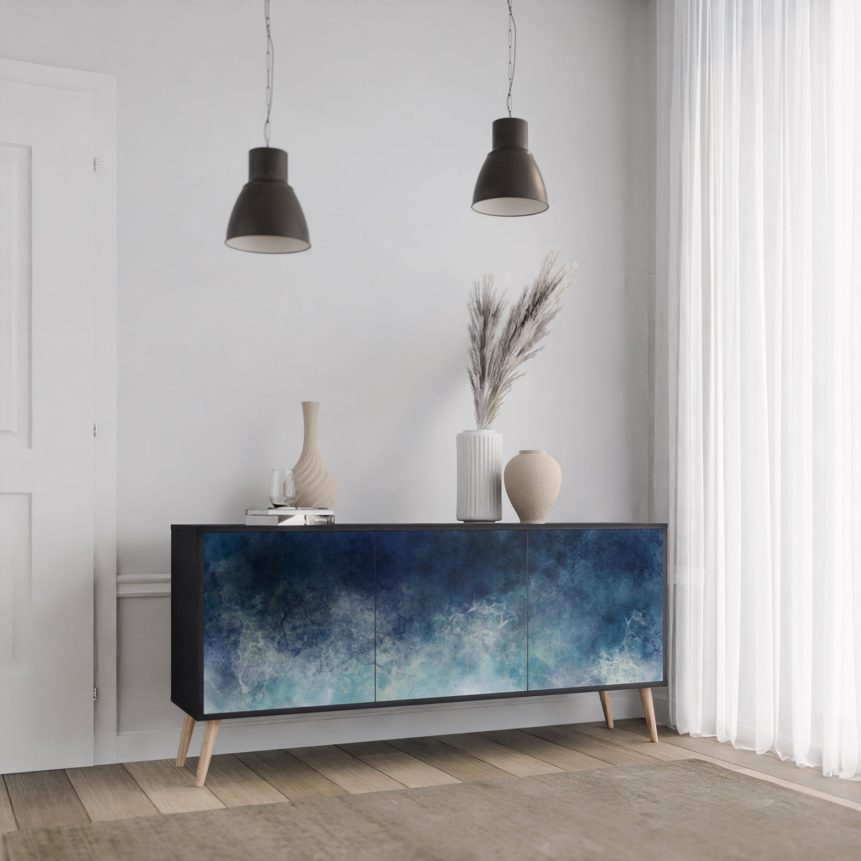 Buffet 3 portes CELESTIAL FALL en finition noire