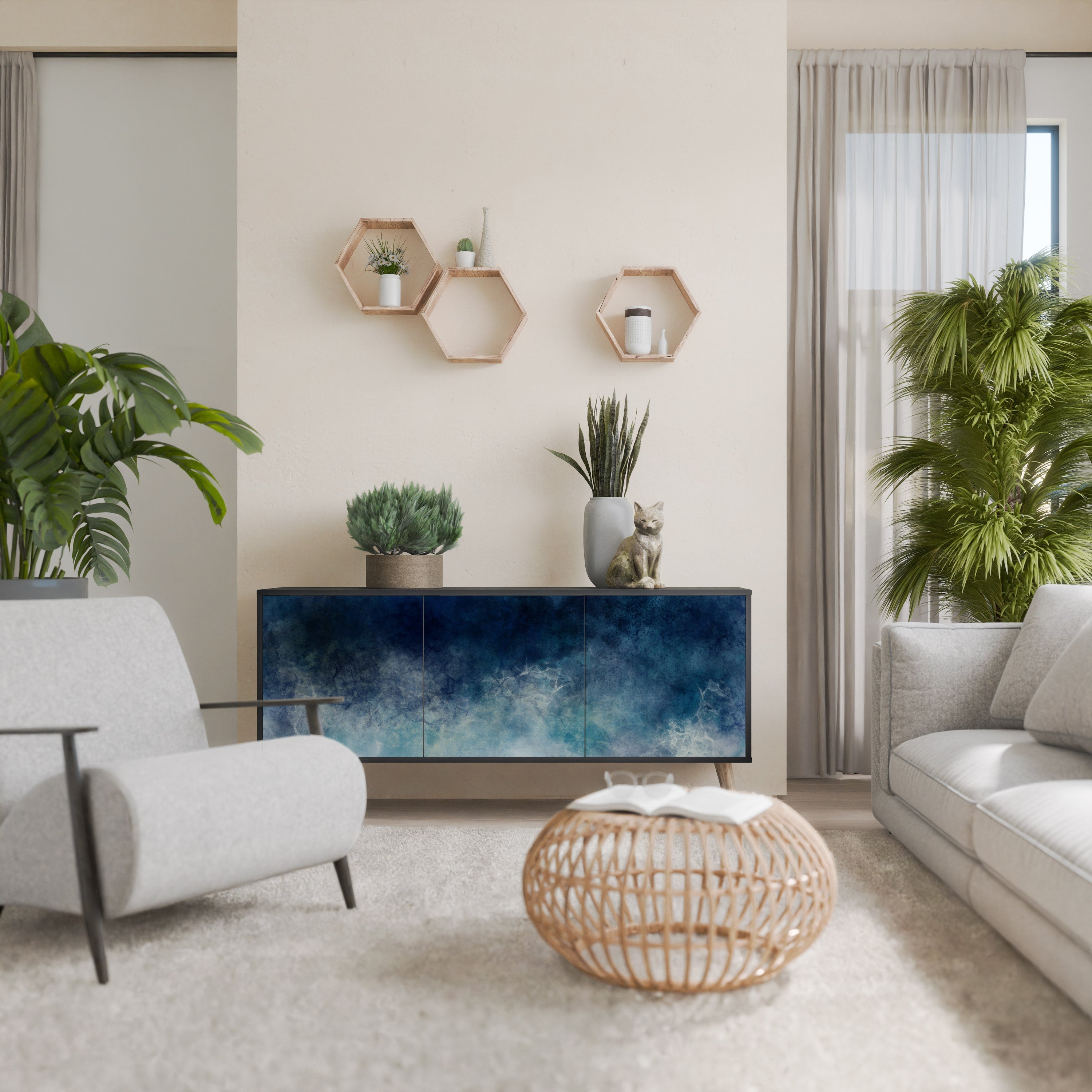 Buffet 3 portes CELESTIAL FALL en finition noire