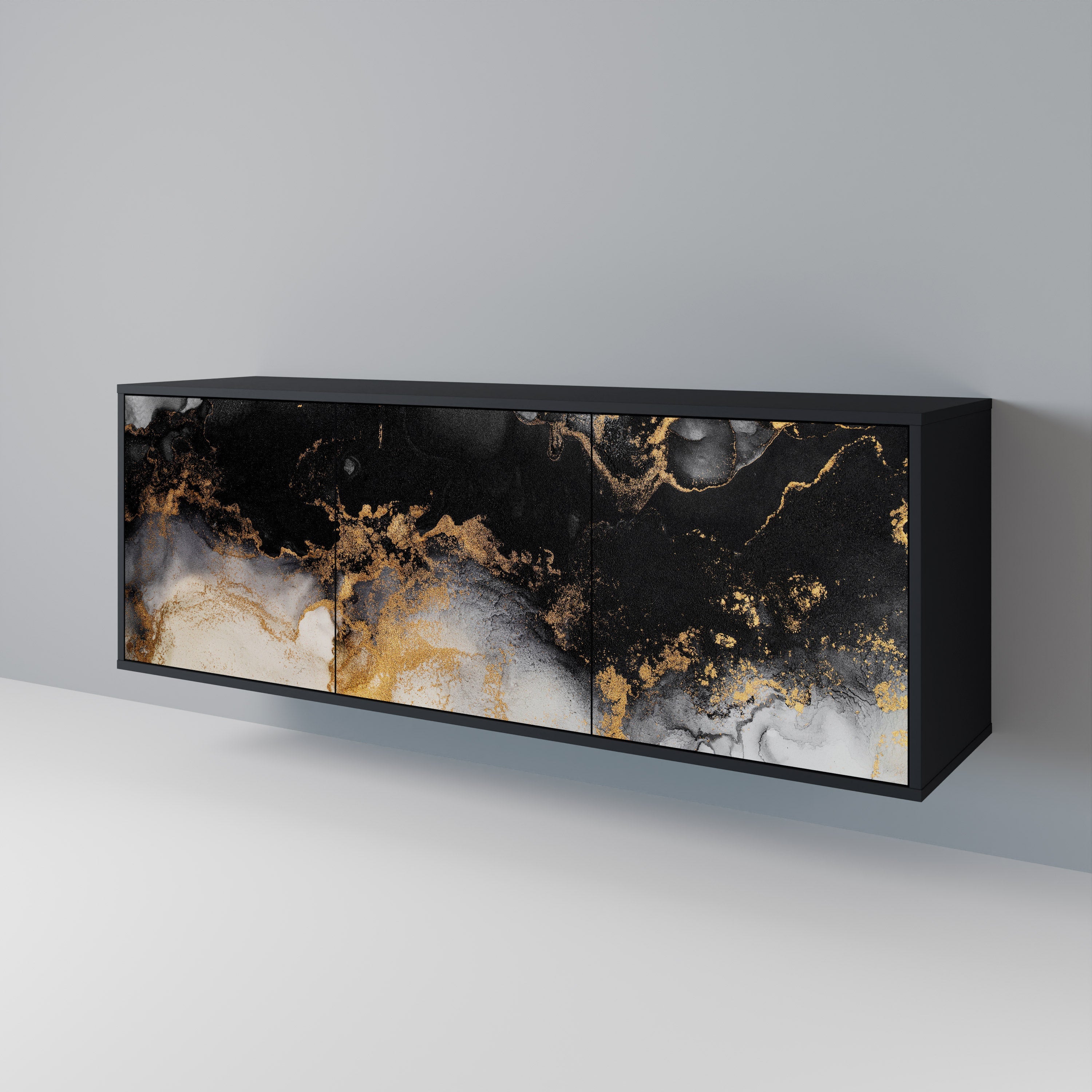 Buffet 3 portes MARBLE OF TOMMORROW en finition noire