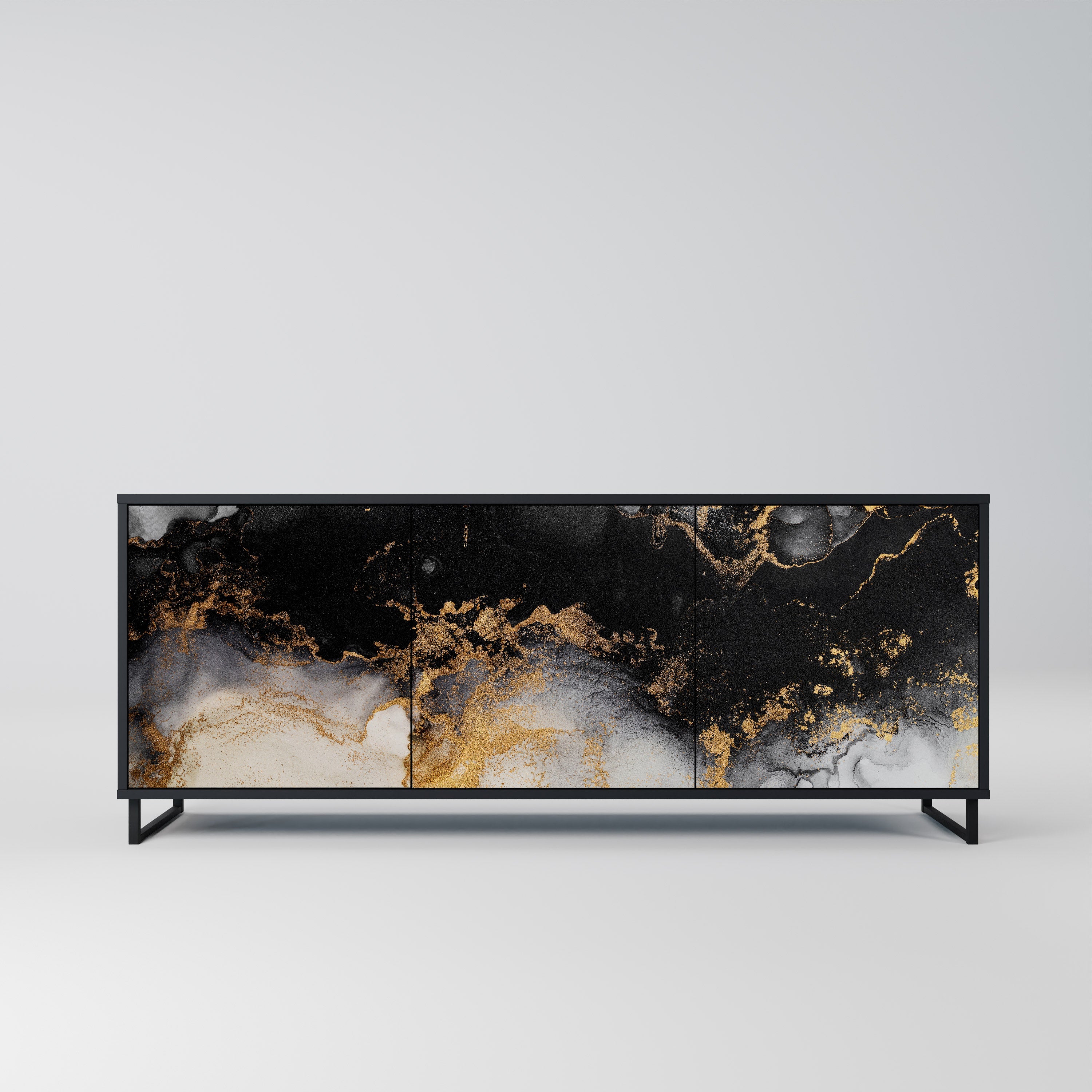 Buffet 3 portes MARBLE OF TOMMORROW en finition noire