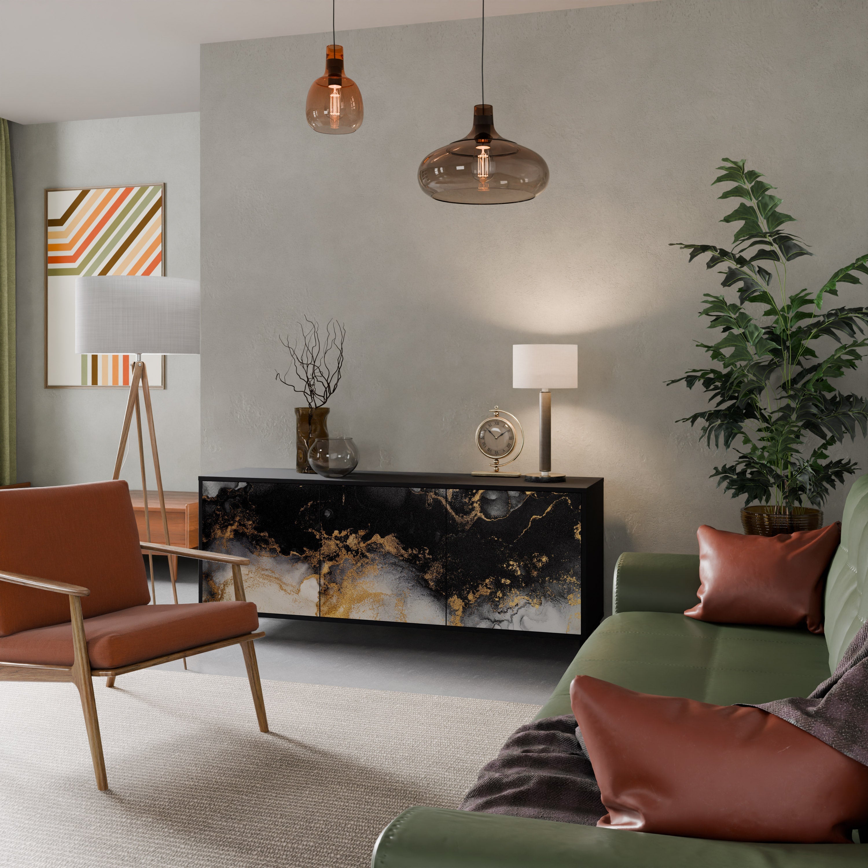 Buffet 3 portes MARBLE OF TOMMORROW en finition noire