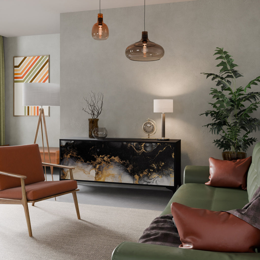 Buffet 3 portes MARBLE OF TOMMORROW en finition noire