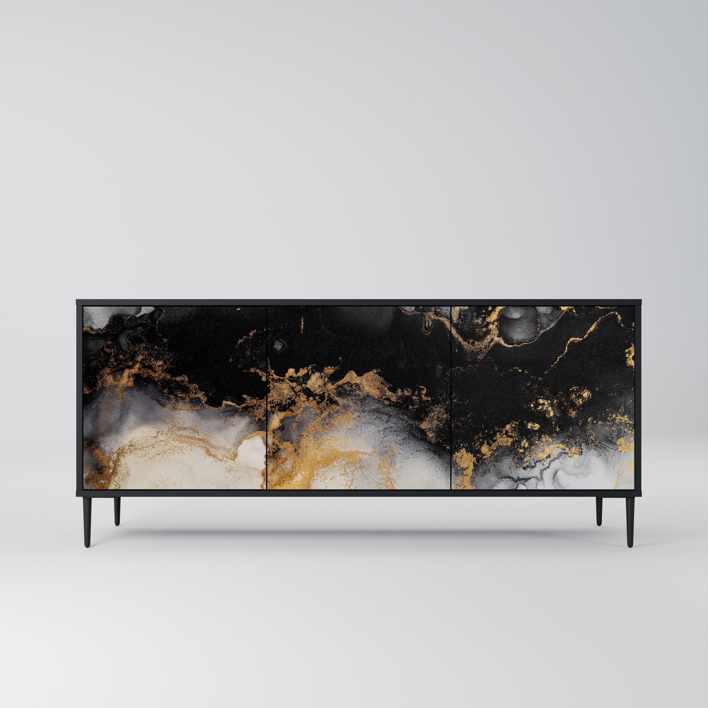 Buffet 3 portes MARBLE OF TOMMORROW en finition noire