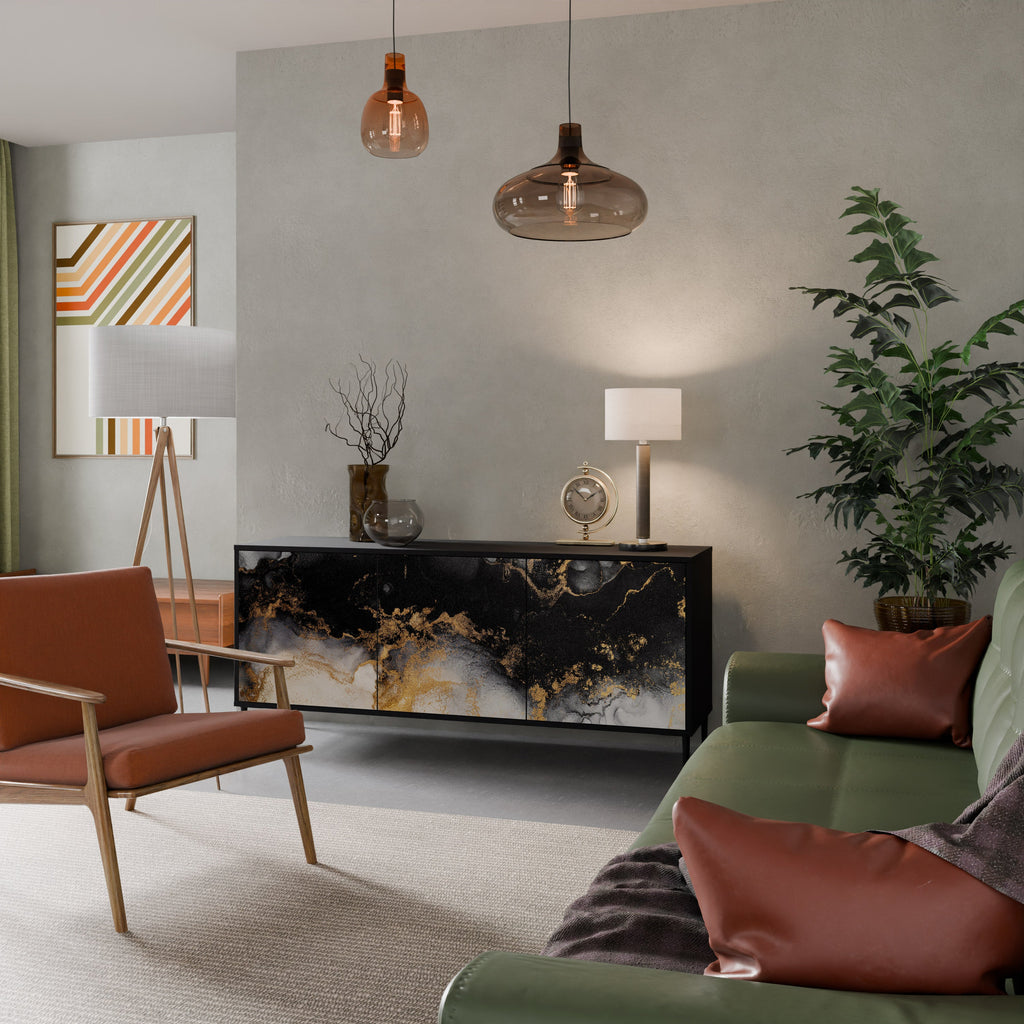 Buffet 3 portes MARBLE OF TOMMORROW en finition noire