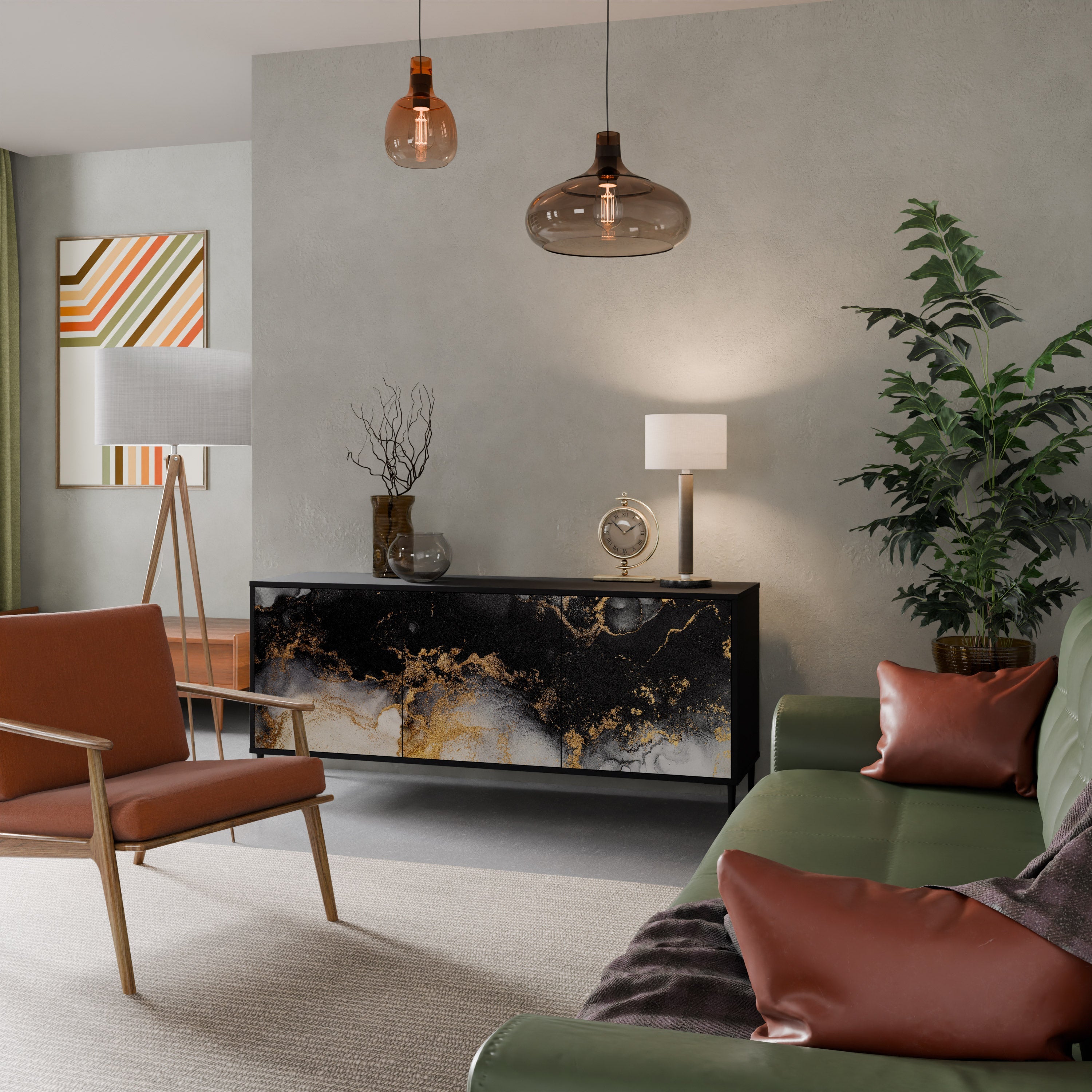 Buffet 3 portes MARBLE OF TOMMORROW en finition noire