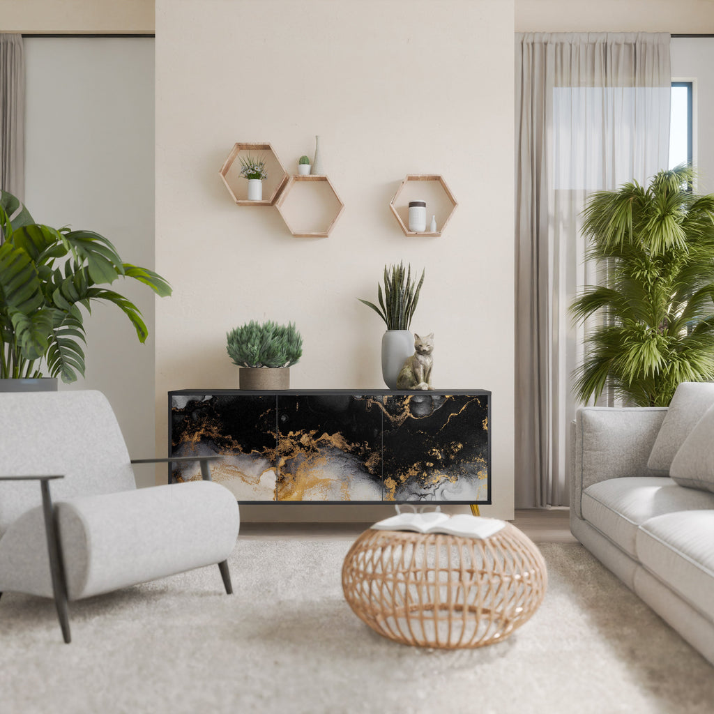 Buffet 3 portes MARBLE OF TOMMORROW en finition noire