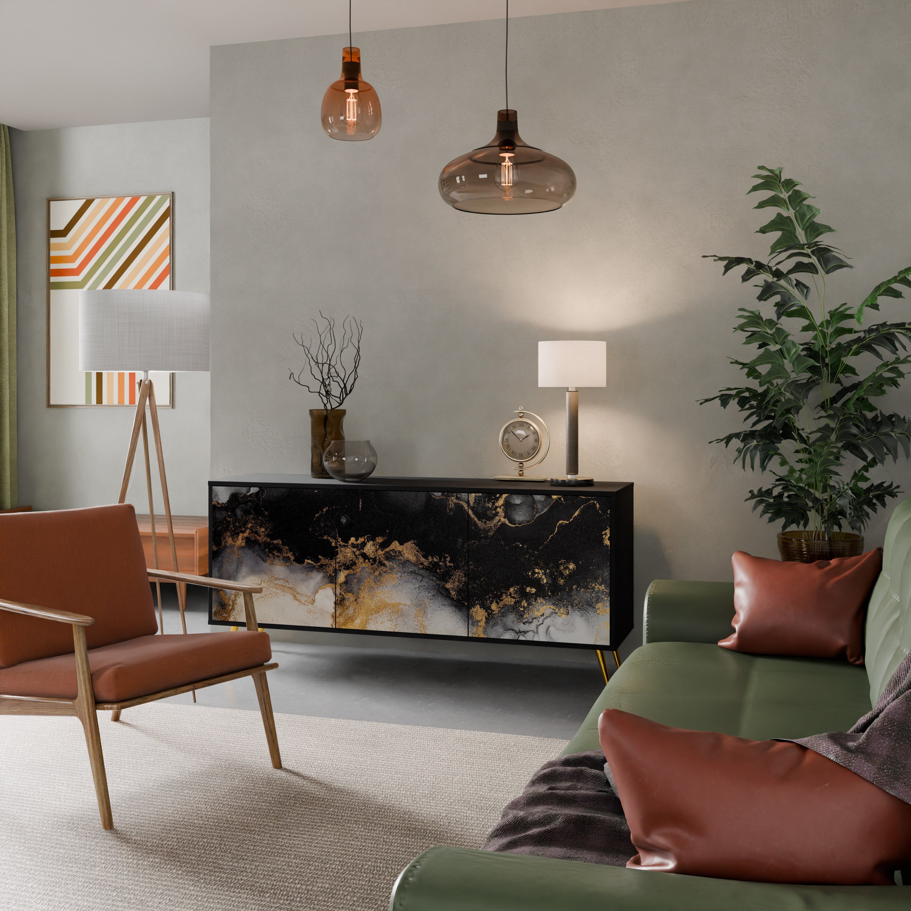 Buffet 3 portes MARBLE OF TOMMORROW en finition noire