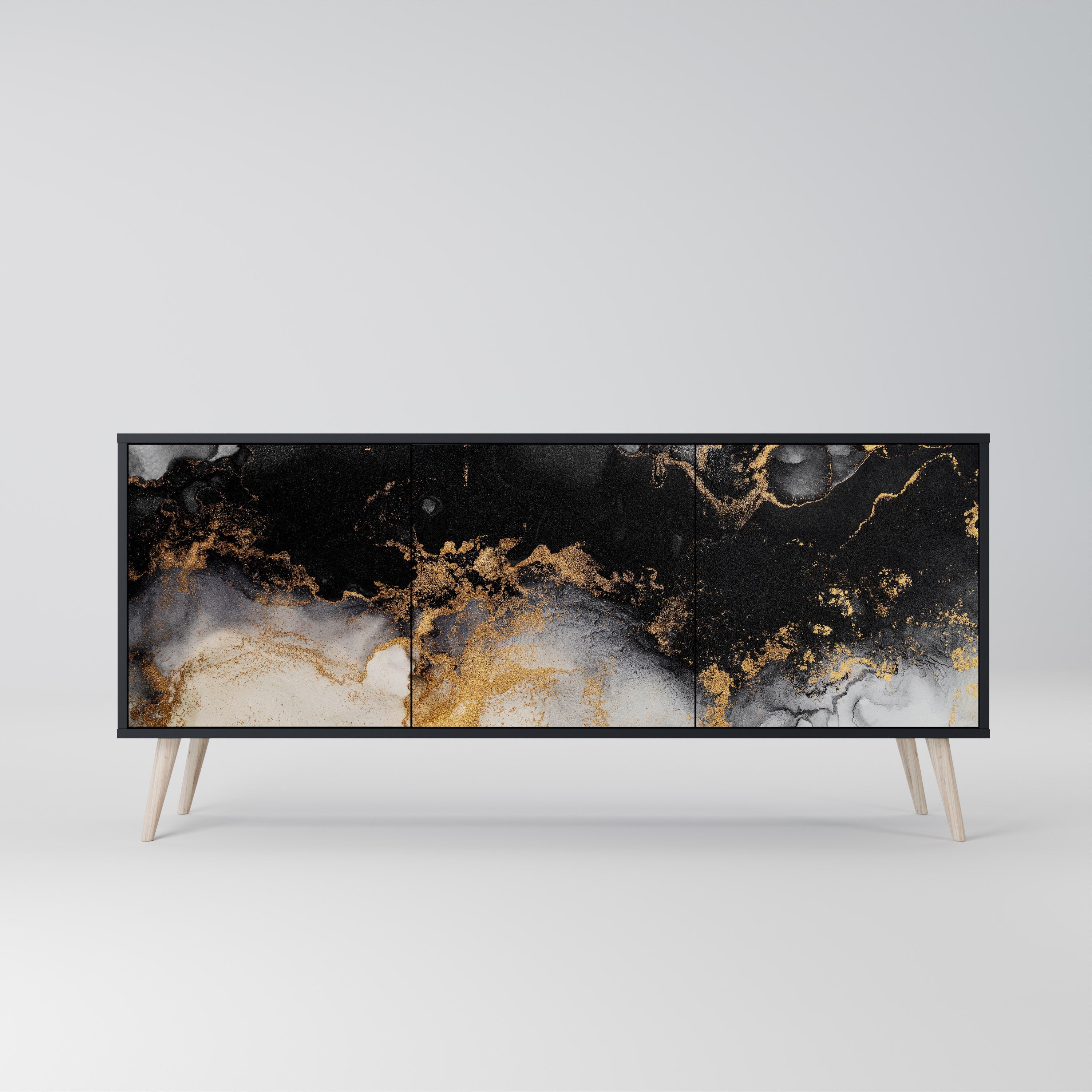 Buffet 3 portes MARBLE OF TOMMORROW en finition noire