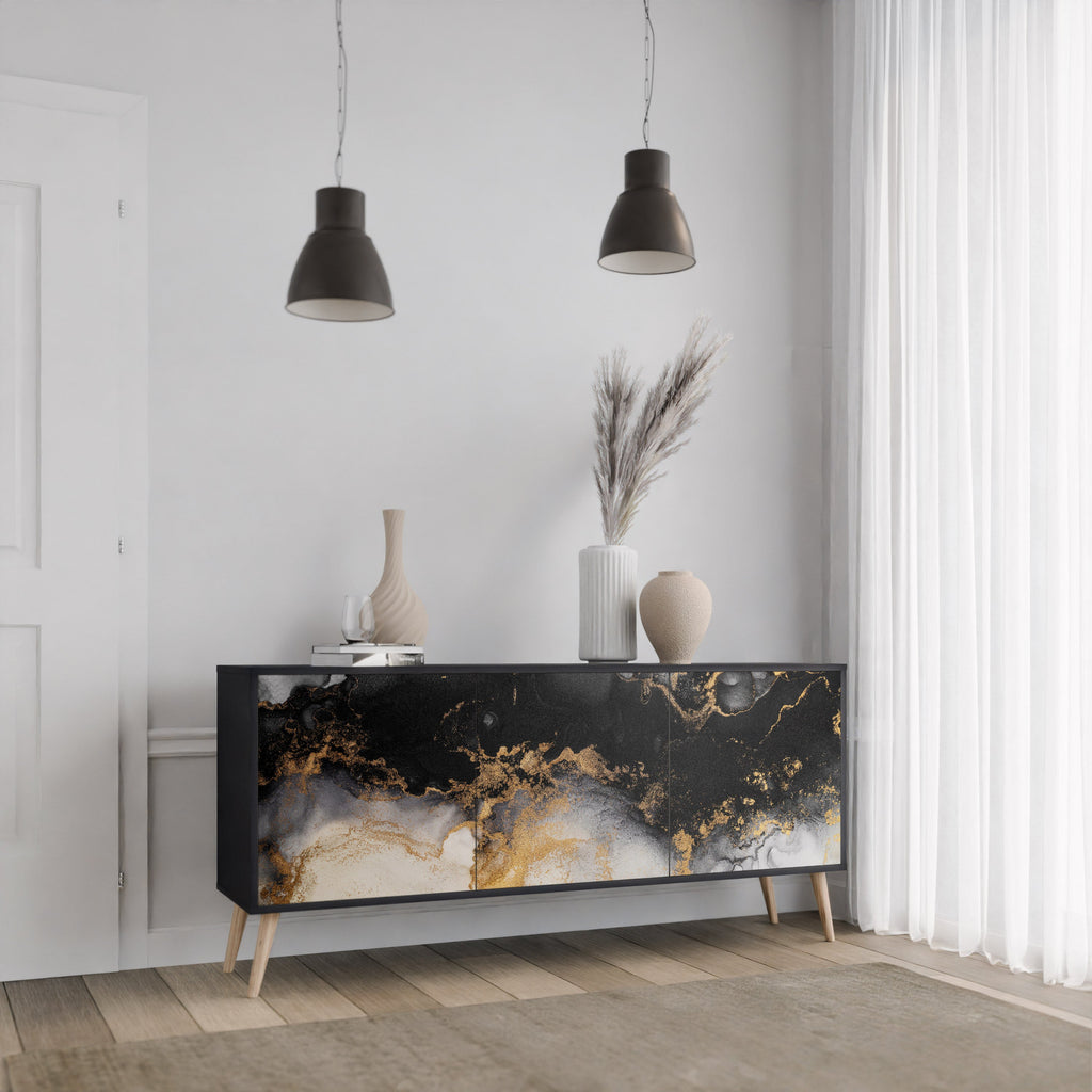 Buffet 3 portes MARBLE OF TOMMORROW en finition noire