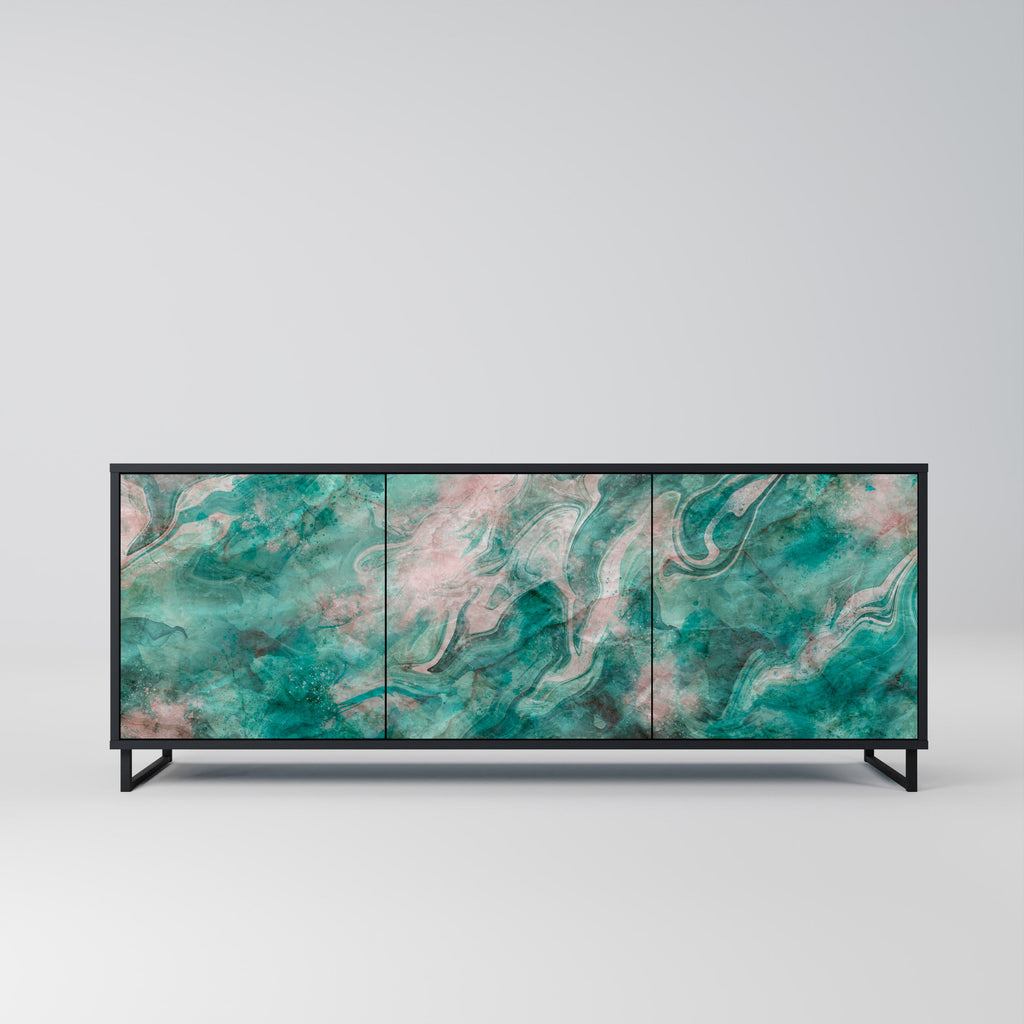 Buffet 3 portes ABSTRACT ALCHEMY en finition noire