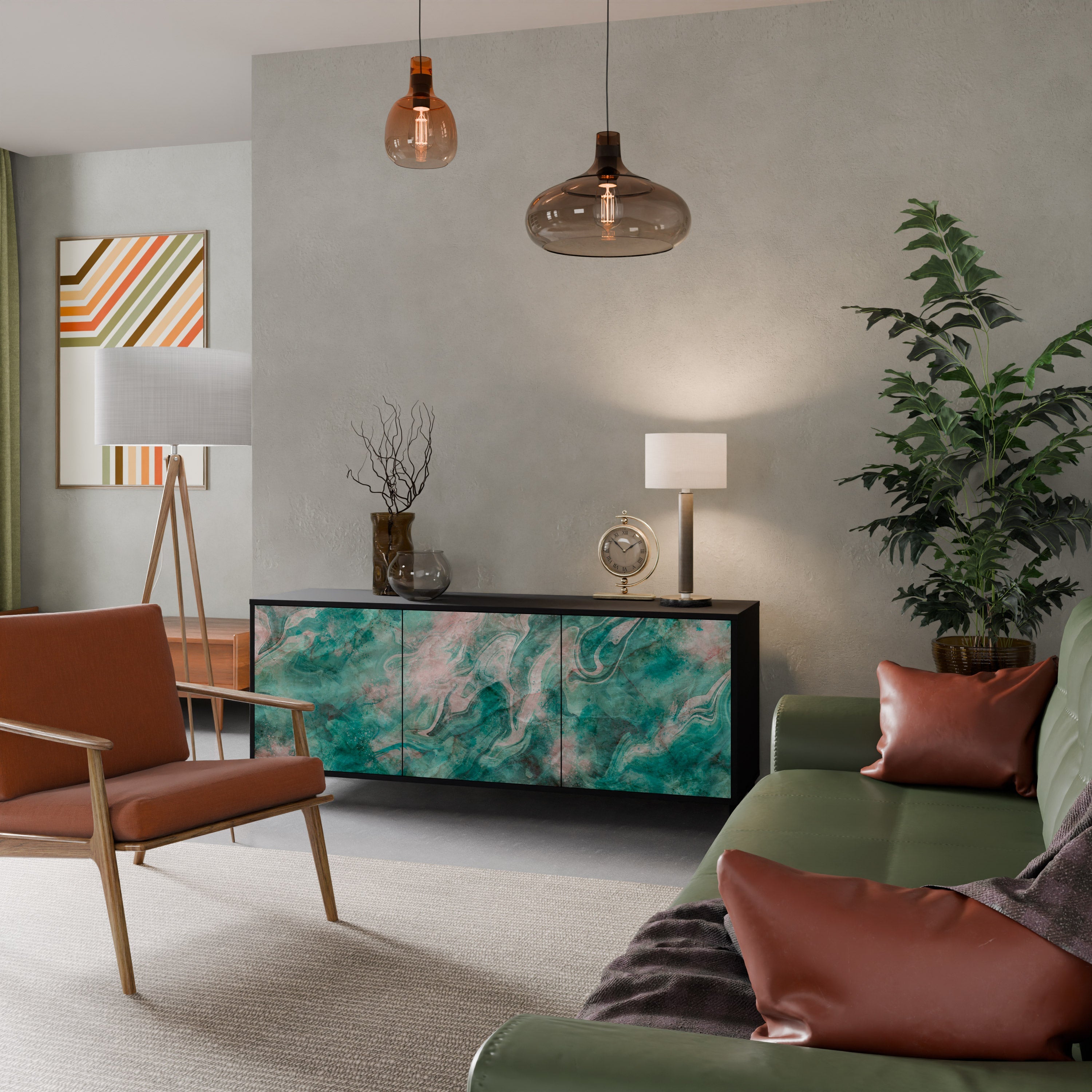 Buffet 3 portes ABSTRACT ALCHEMY en finition noire