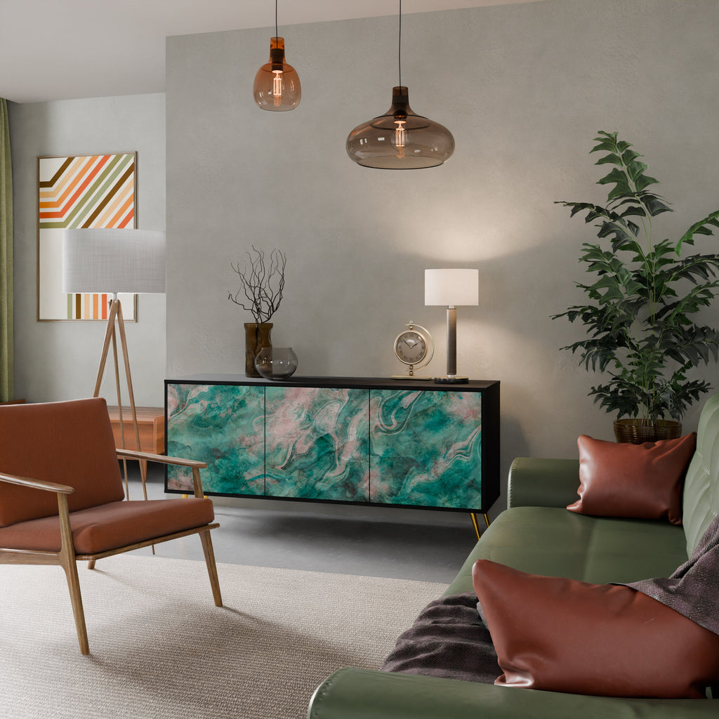 Buffet 3 portes ABSTRACT ALCHEMY en finition noire