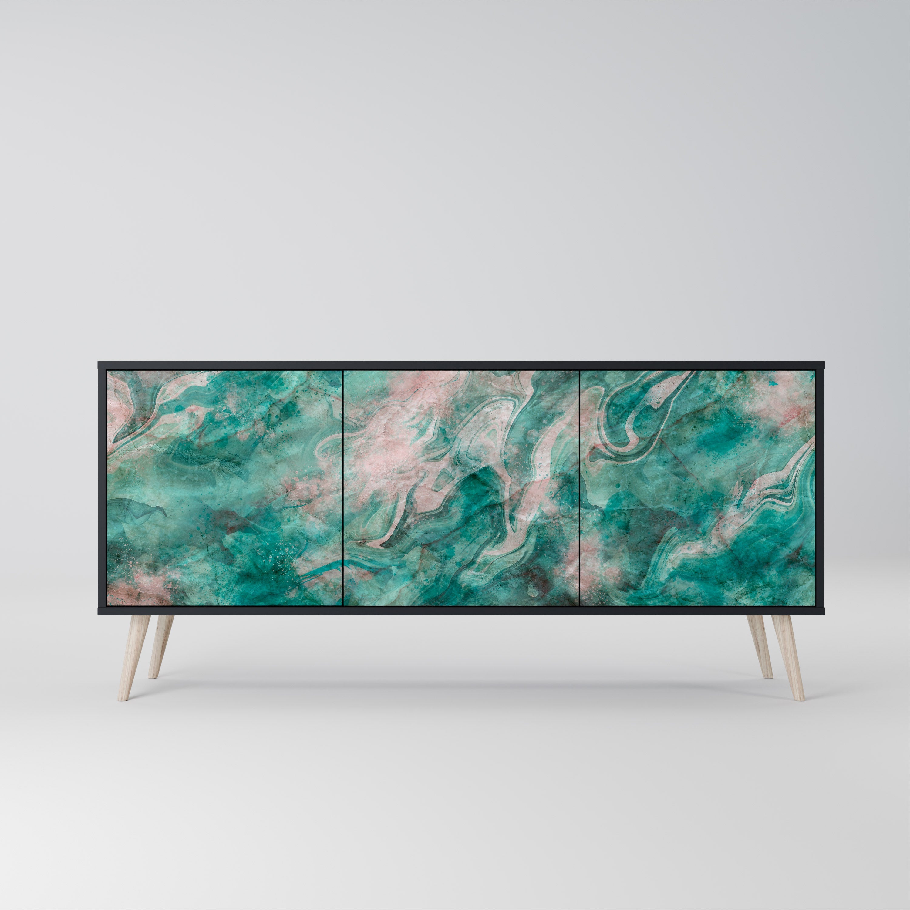 Buffet 3 portes ABSTRACT ALCHEMY en finition noire