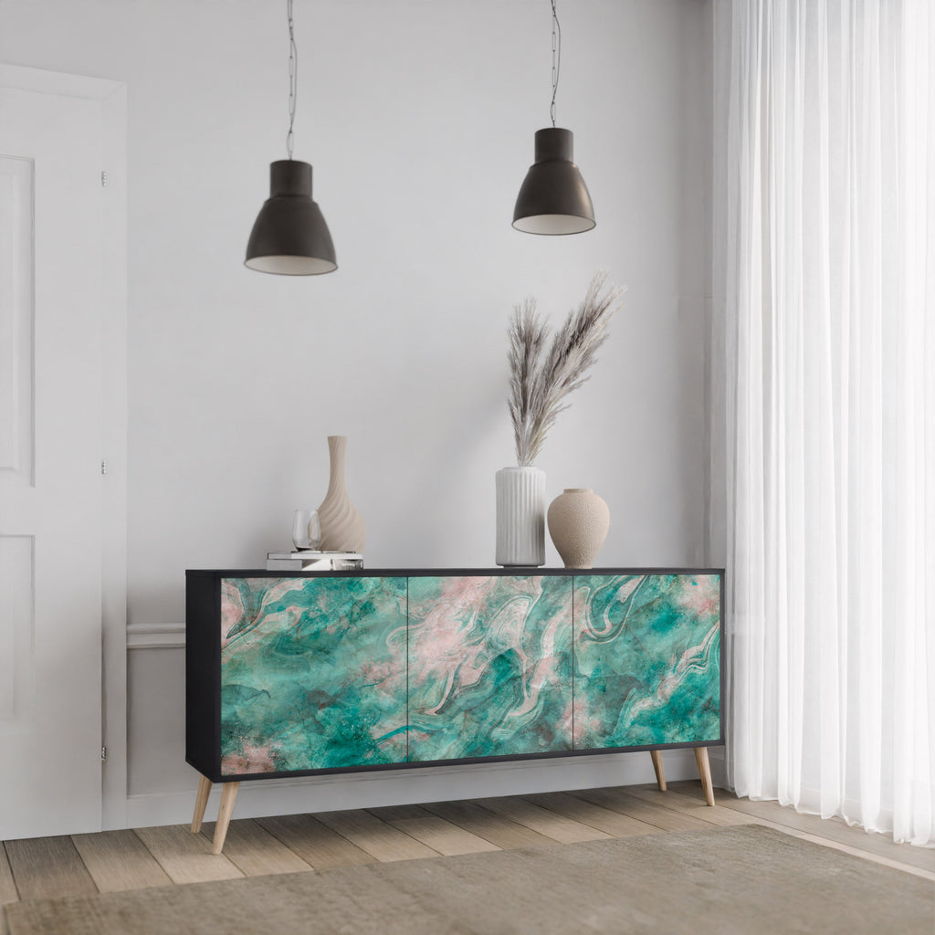 Buffet 3 portes ABSTRACT ALCHEMY en finition noire