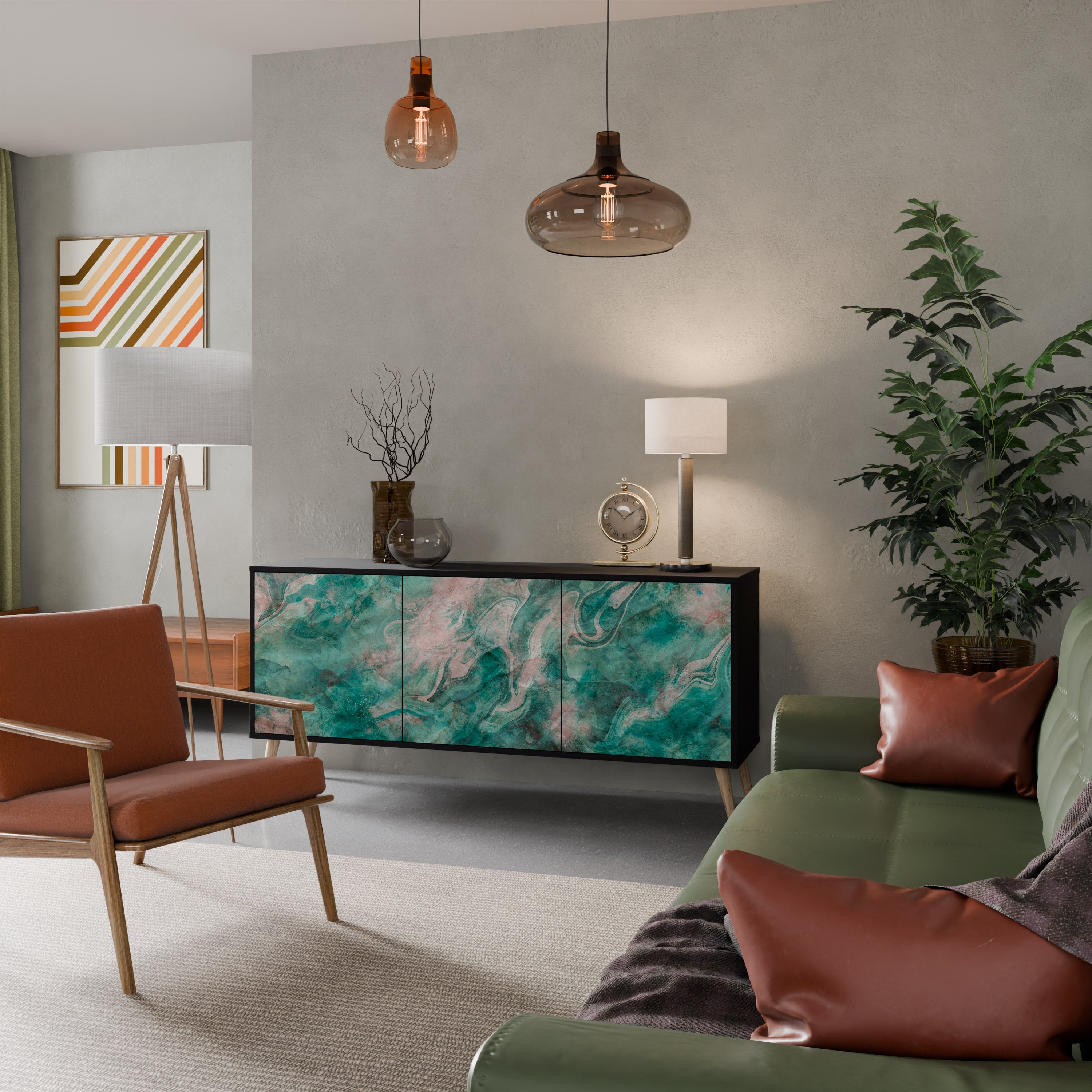 Buffet 3 portes ABSTRACT ALCHEMY en finition noire