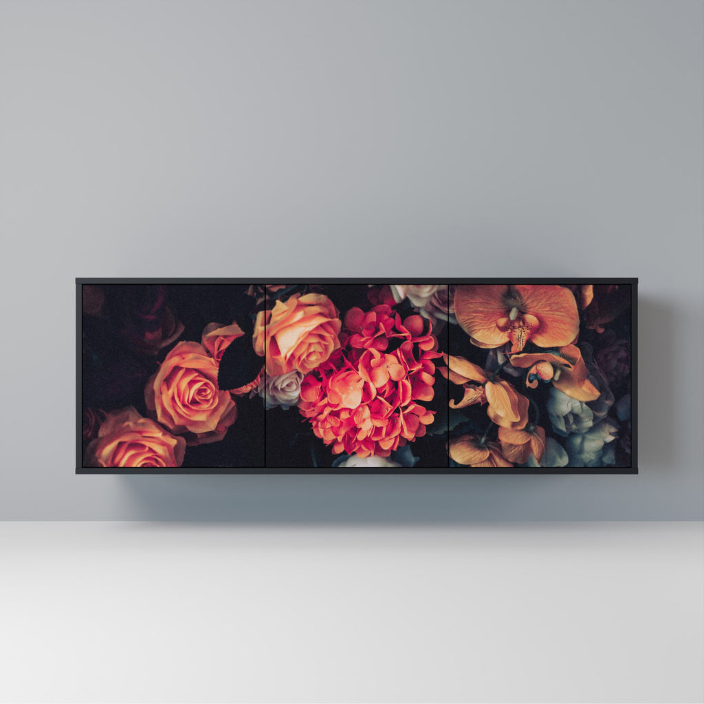 Buffet 3 portes NEVERENDING BLOOM en finition noire