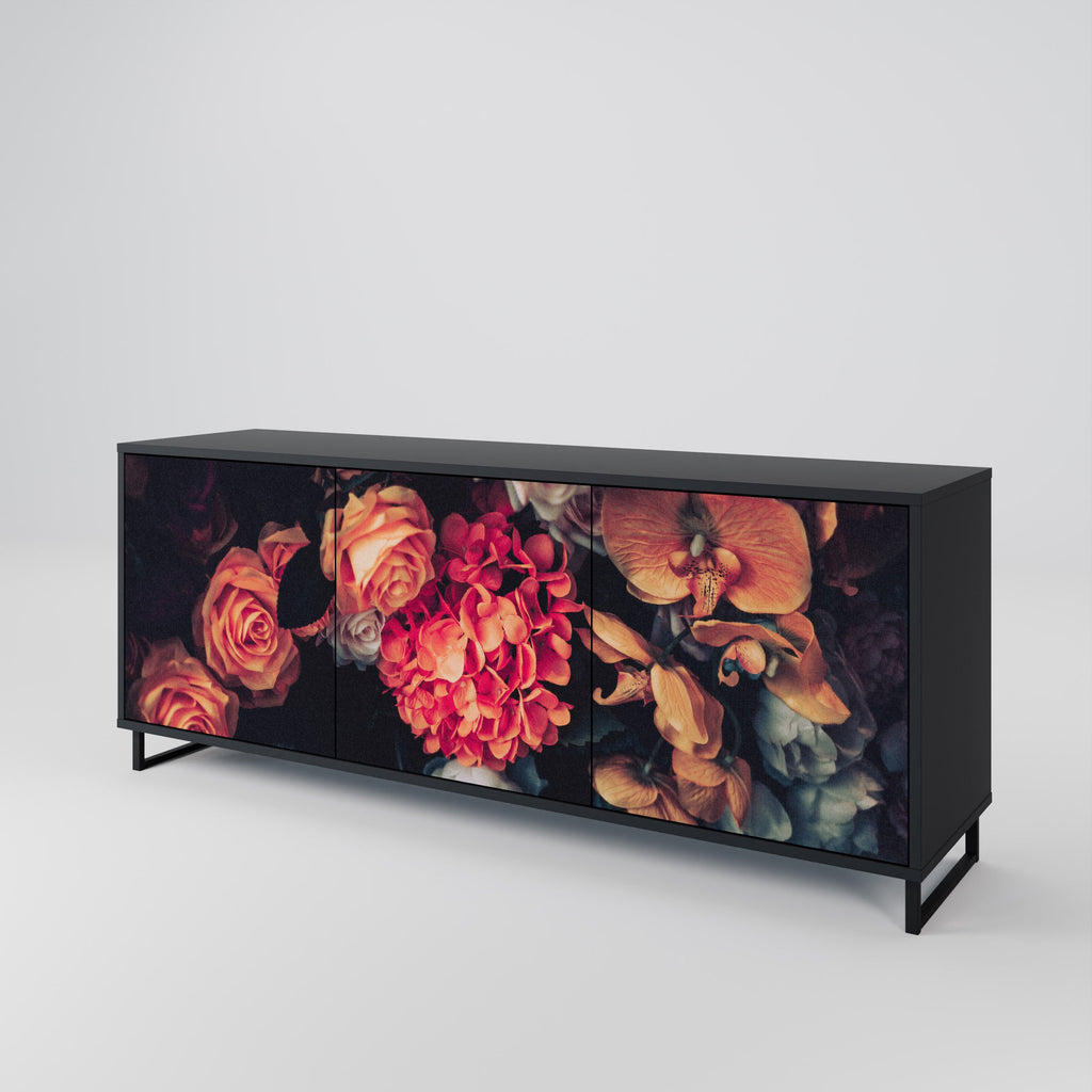 Buffet 3 portes NEVERENDING BLOOM en finition noire