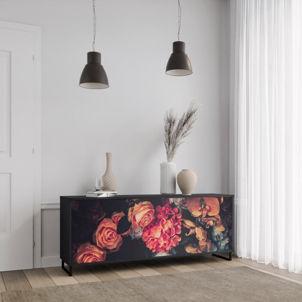 Buffet 3 portes NEVERENDING BLOOM en finition noire