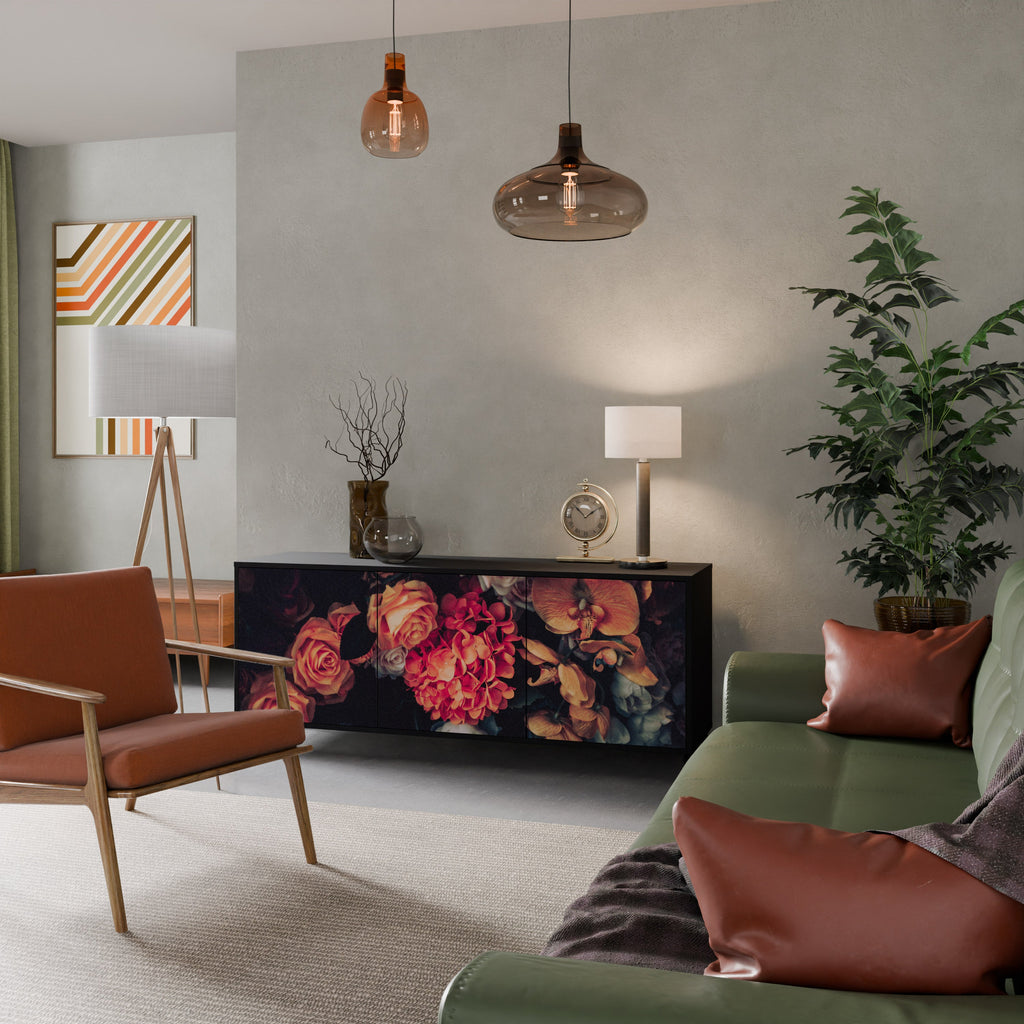 Buffet 3 portes NEVERENDING BLOOM en finition noire