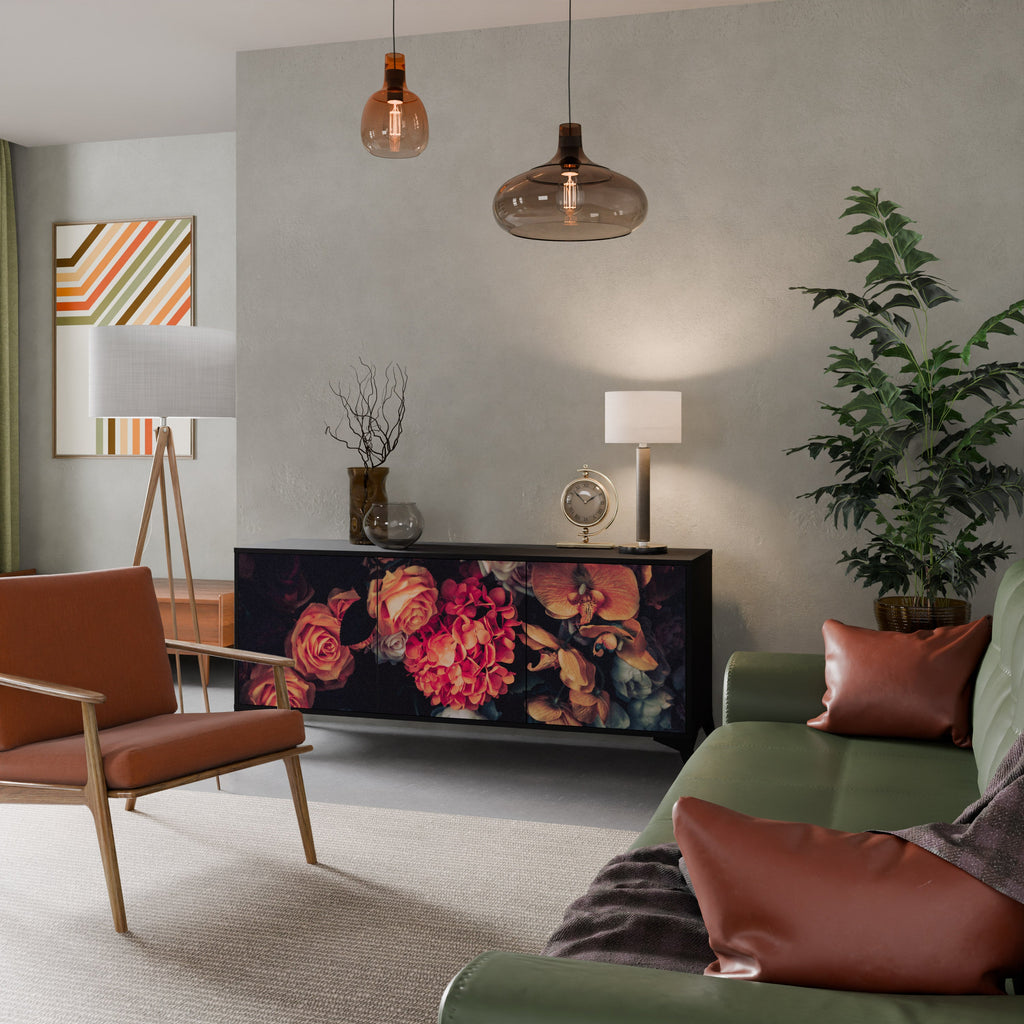 Buffet 3 portes NEVERENDING BLOOM en finition noire