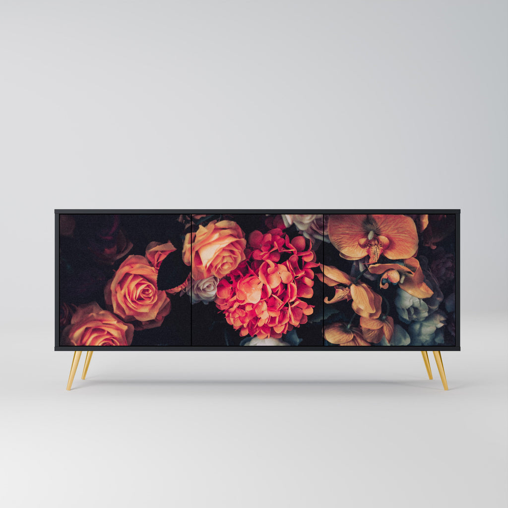 Buffet 3 portes NEVERENDING BLOOM en finition noire