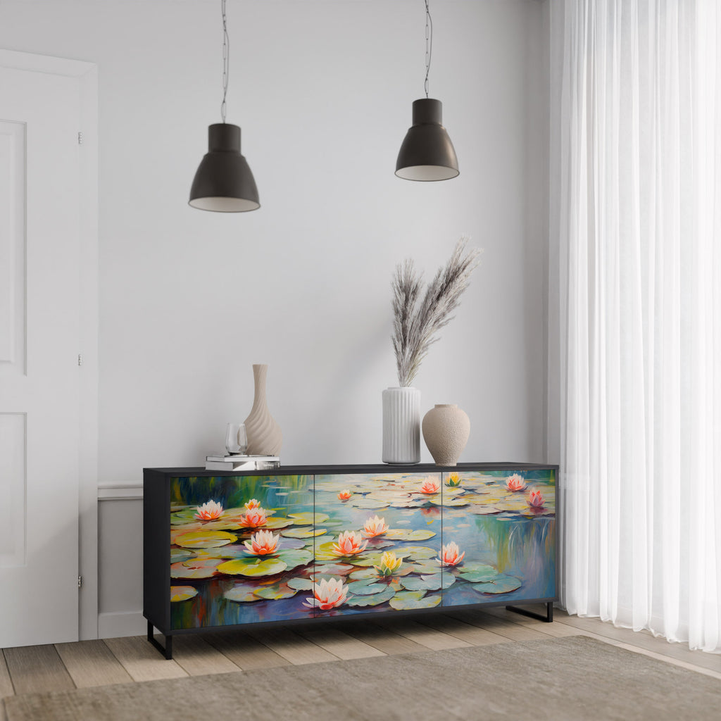 Buffet 3 portes BLOOMING WATERS finition noire