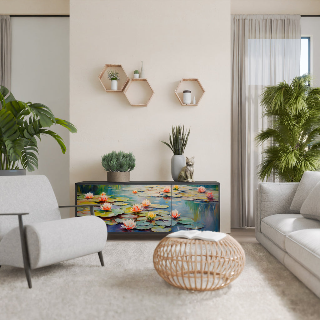 Buffet 3 portes BLOOMING WATERS finition noire