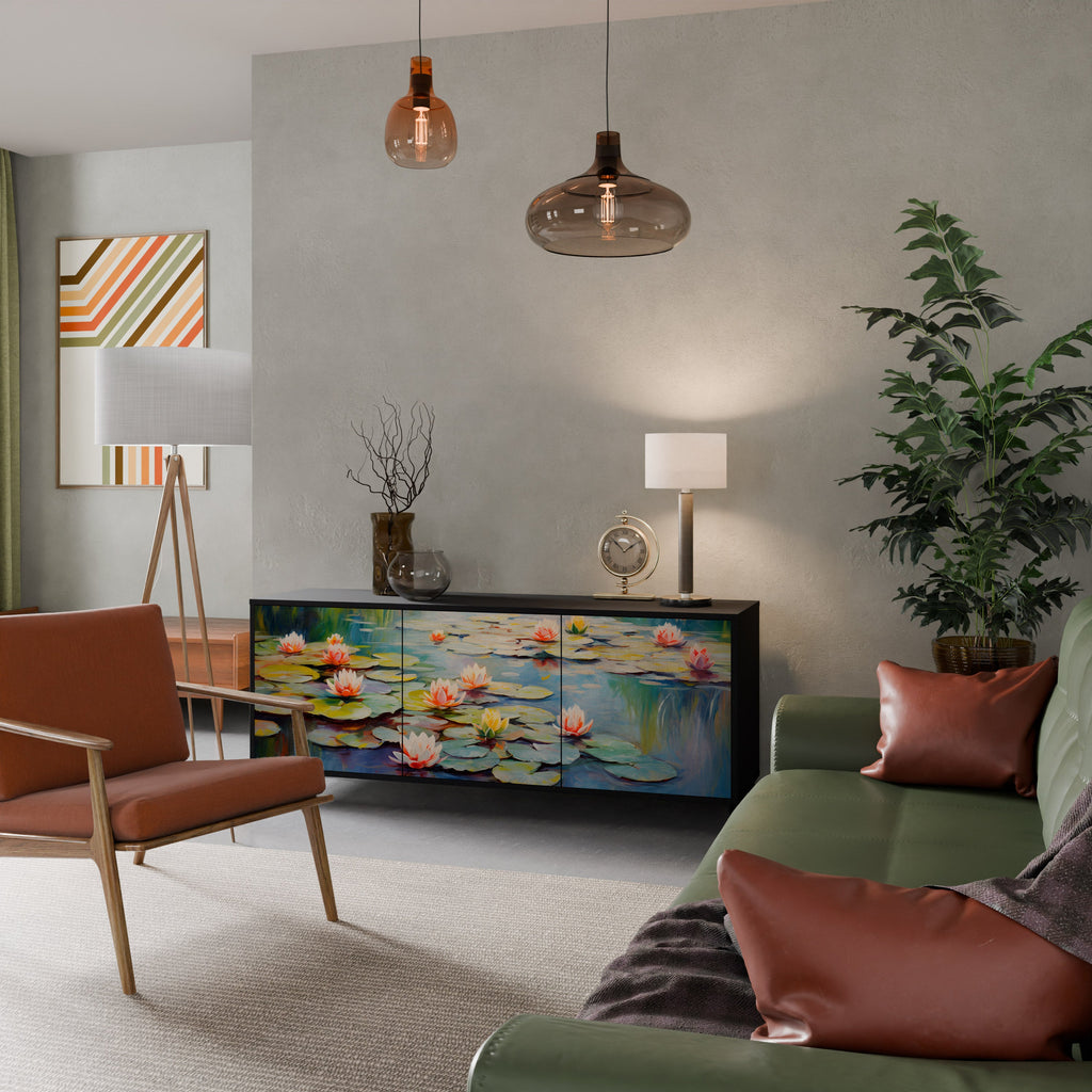 Buffet 3 portes BLOOMING WATERS finition noire