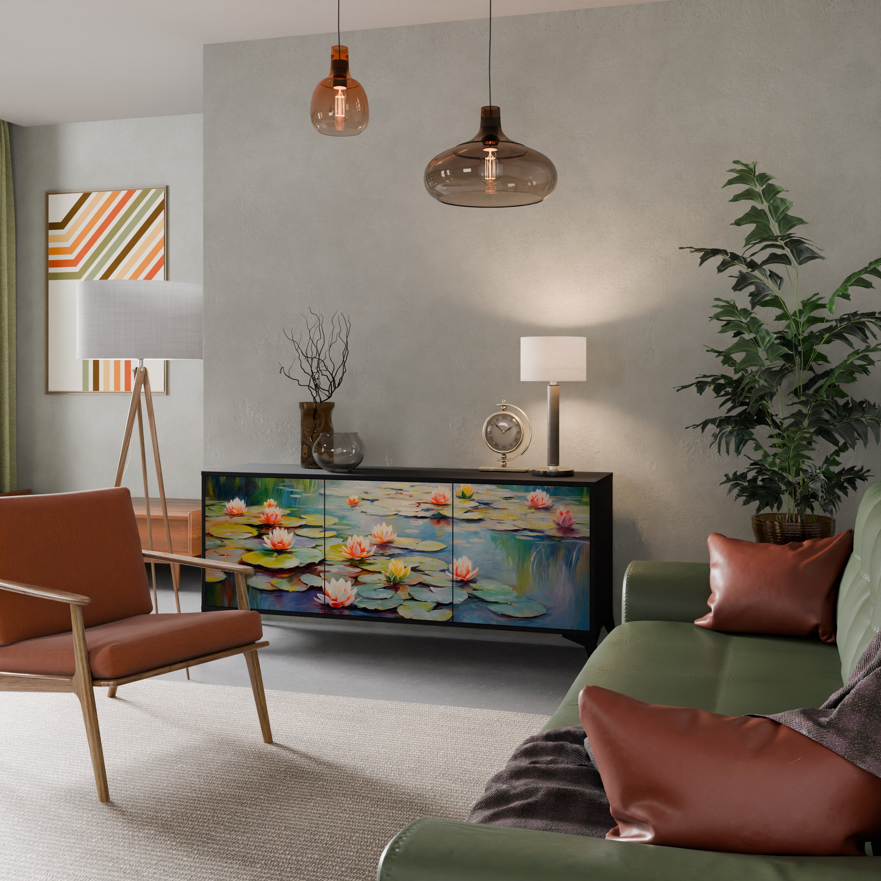 Buffet 3 portes BLOOMING WATERS finition noire