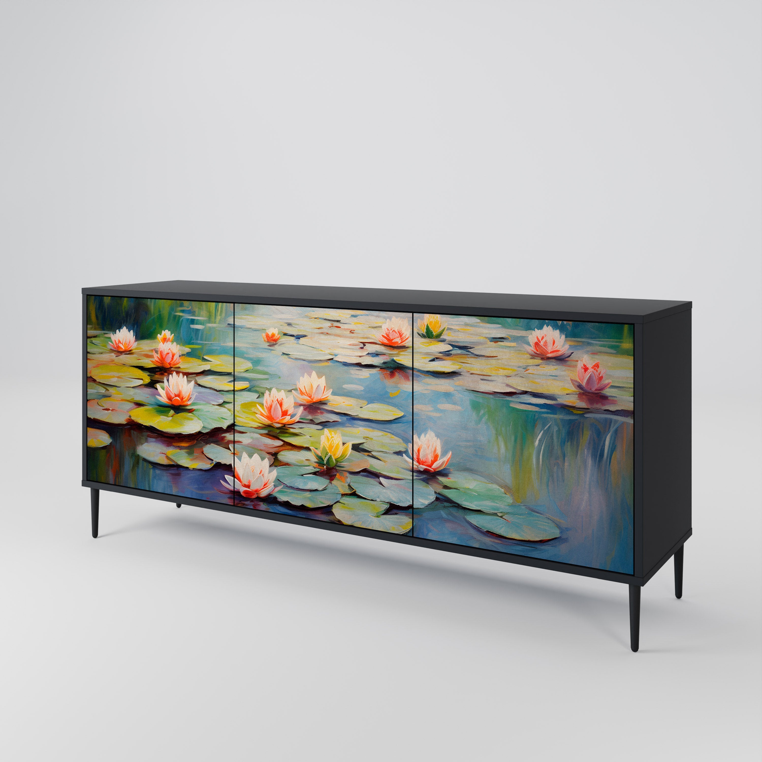 Buffet 3 portes BLOOMING WATERS finition noire