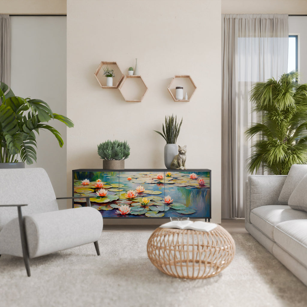 Buffet 3 portes BLOOMING WATERS finition noire