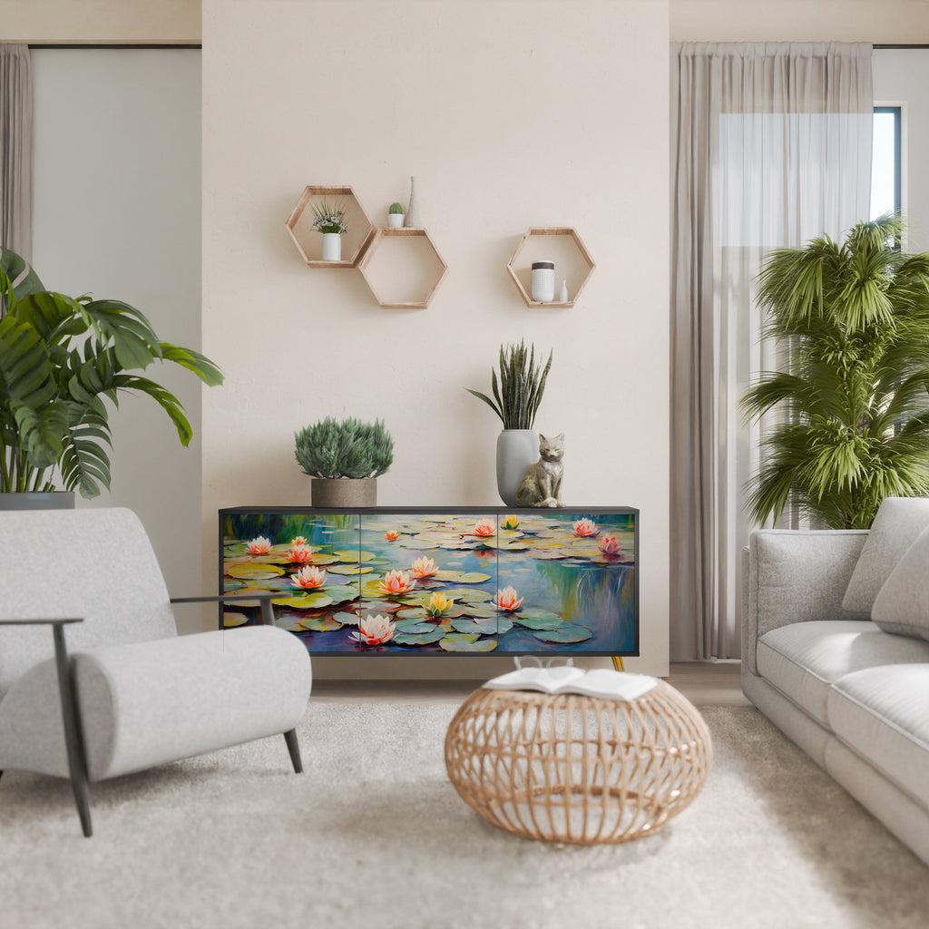 Buffet 3 portes BLOOMING WATERS finition noire