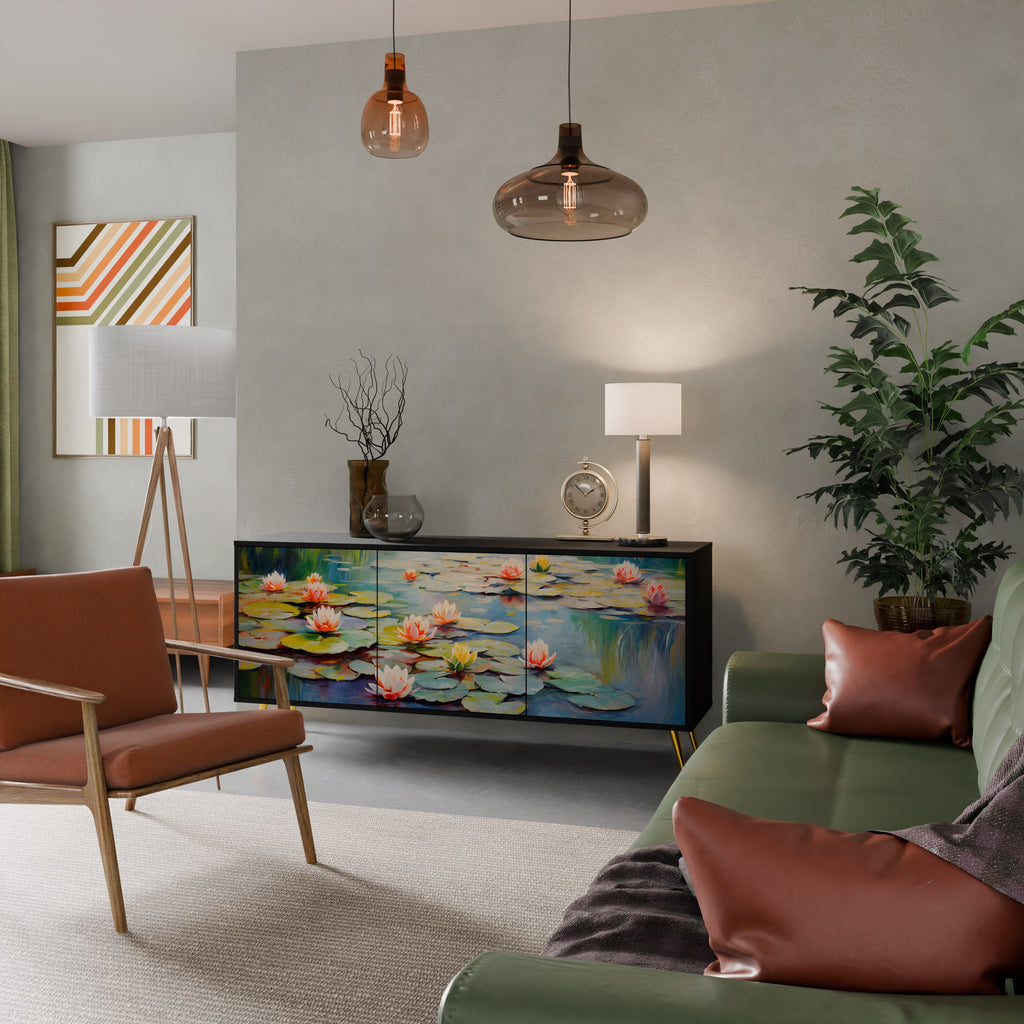 Buffet 3 portes BLOOMING WATERS finition noire