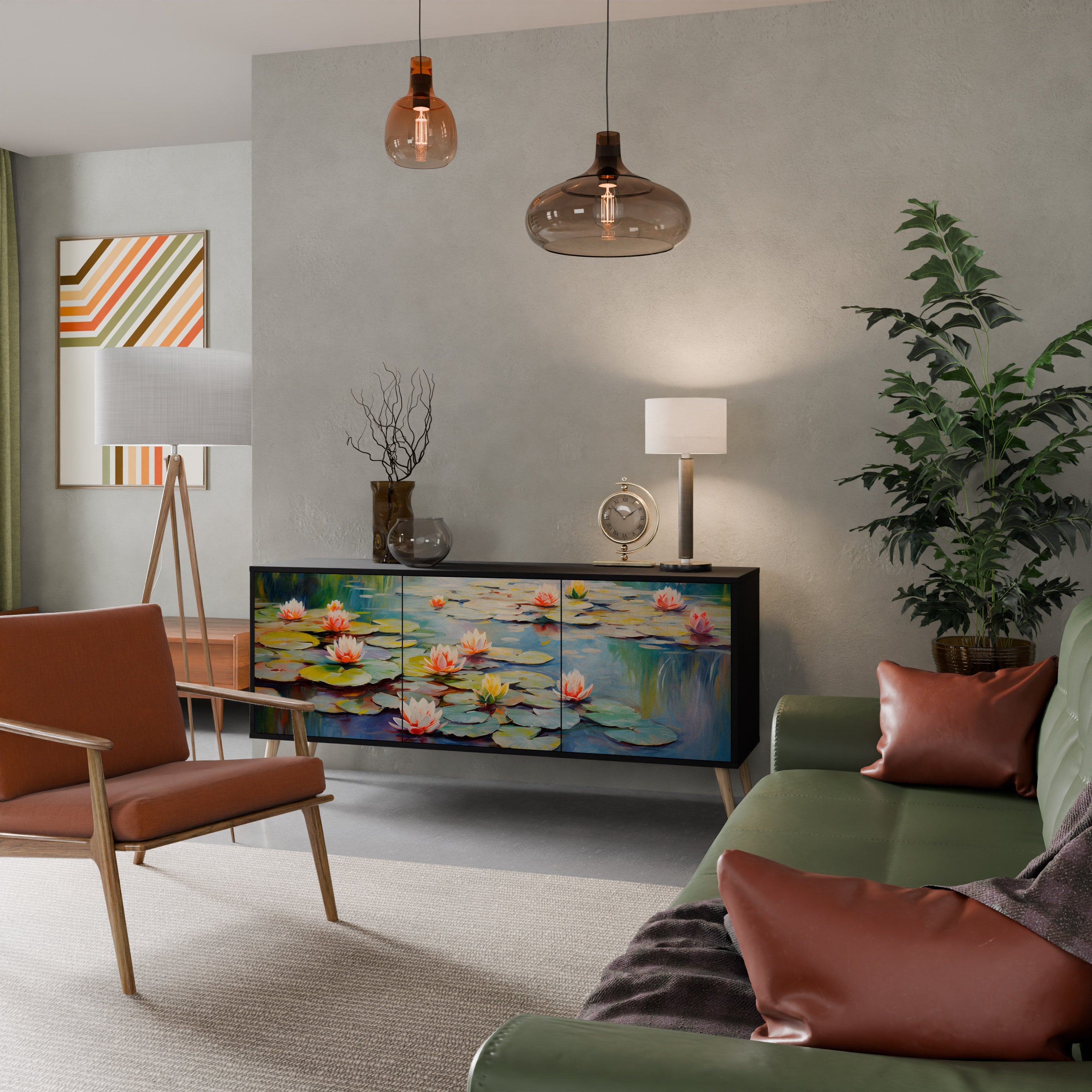 Buffet 3 portes BLOOMING WATERS finition noire