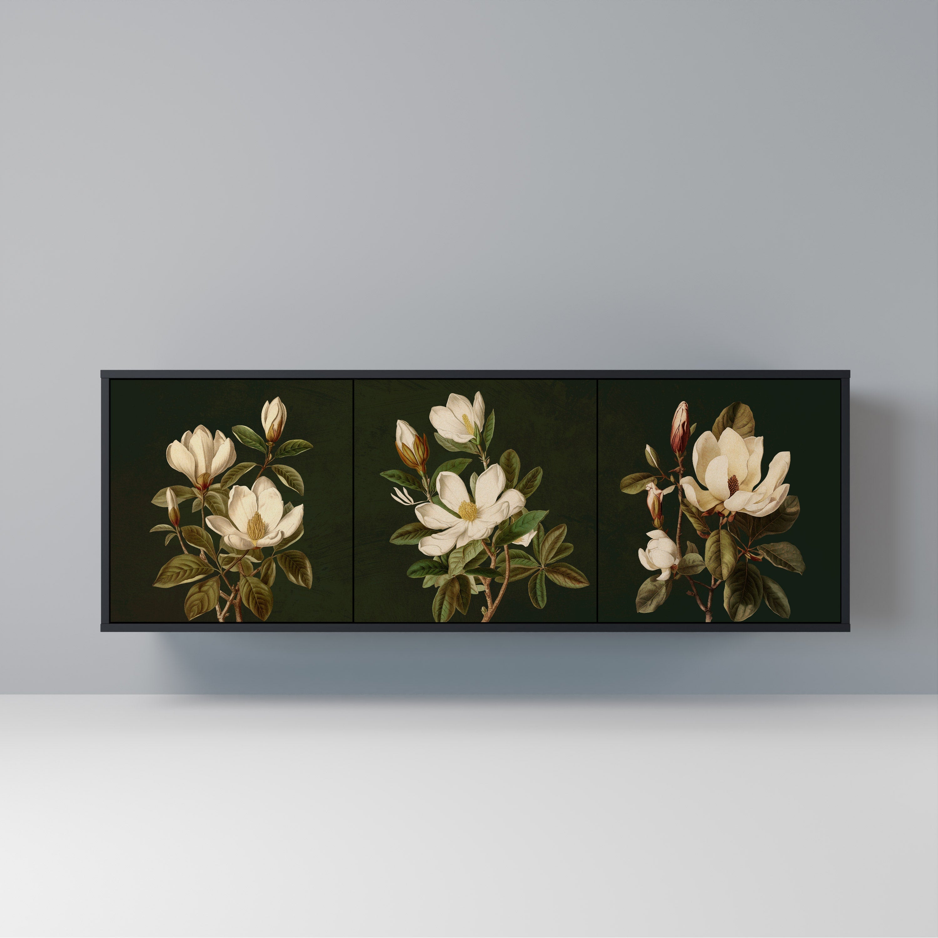 Buffet 3 portes FLORAL NOIR finition noire